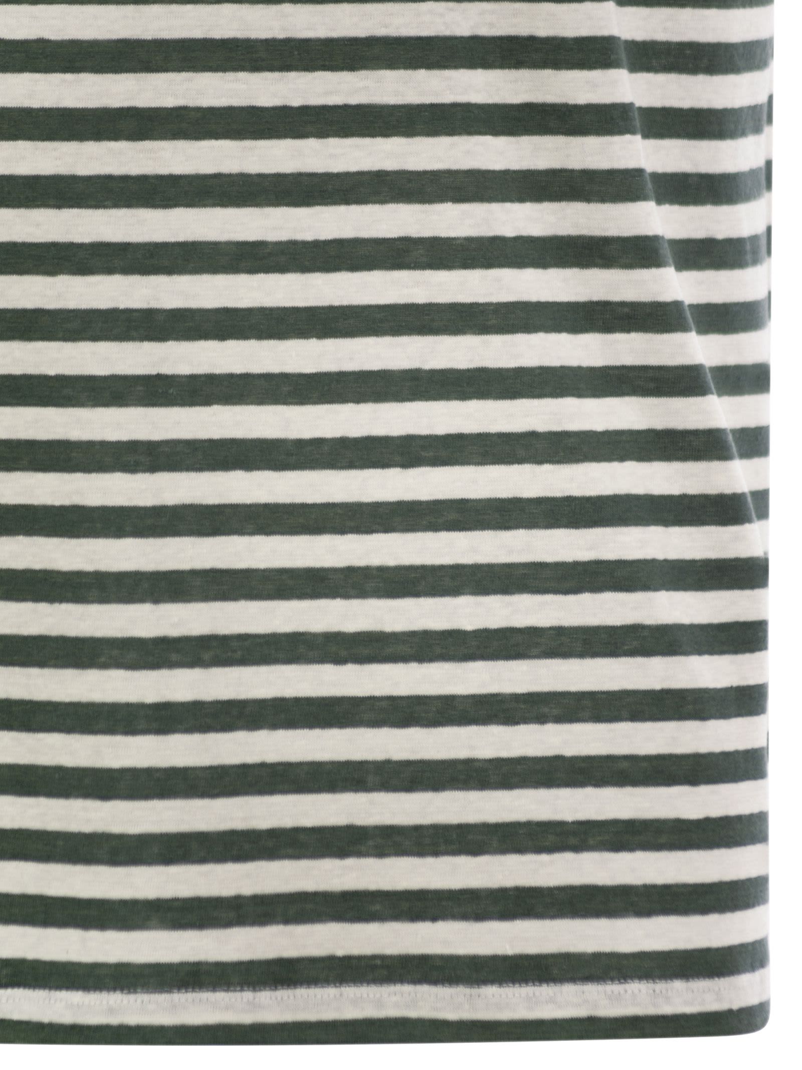 Majestic Striped Linen Crew-neck T-shirt