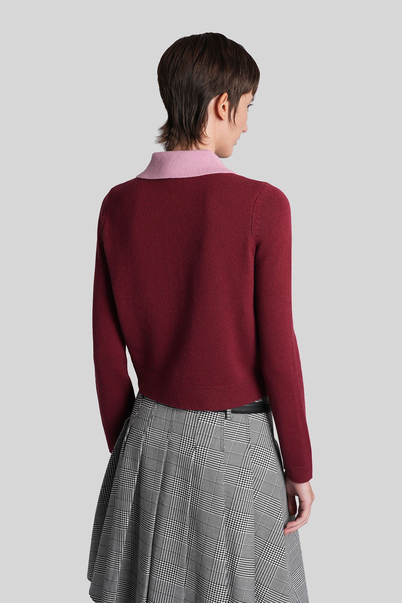 Self-portrait Contrast Collar Jumper Knitwear Bordeaux In Burgundy