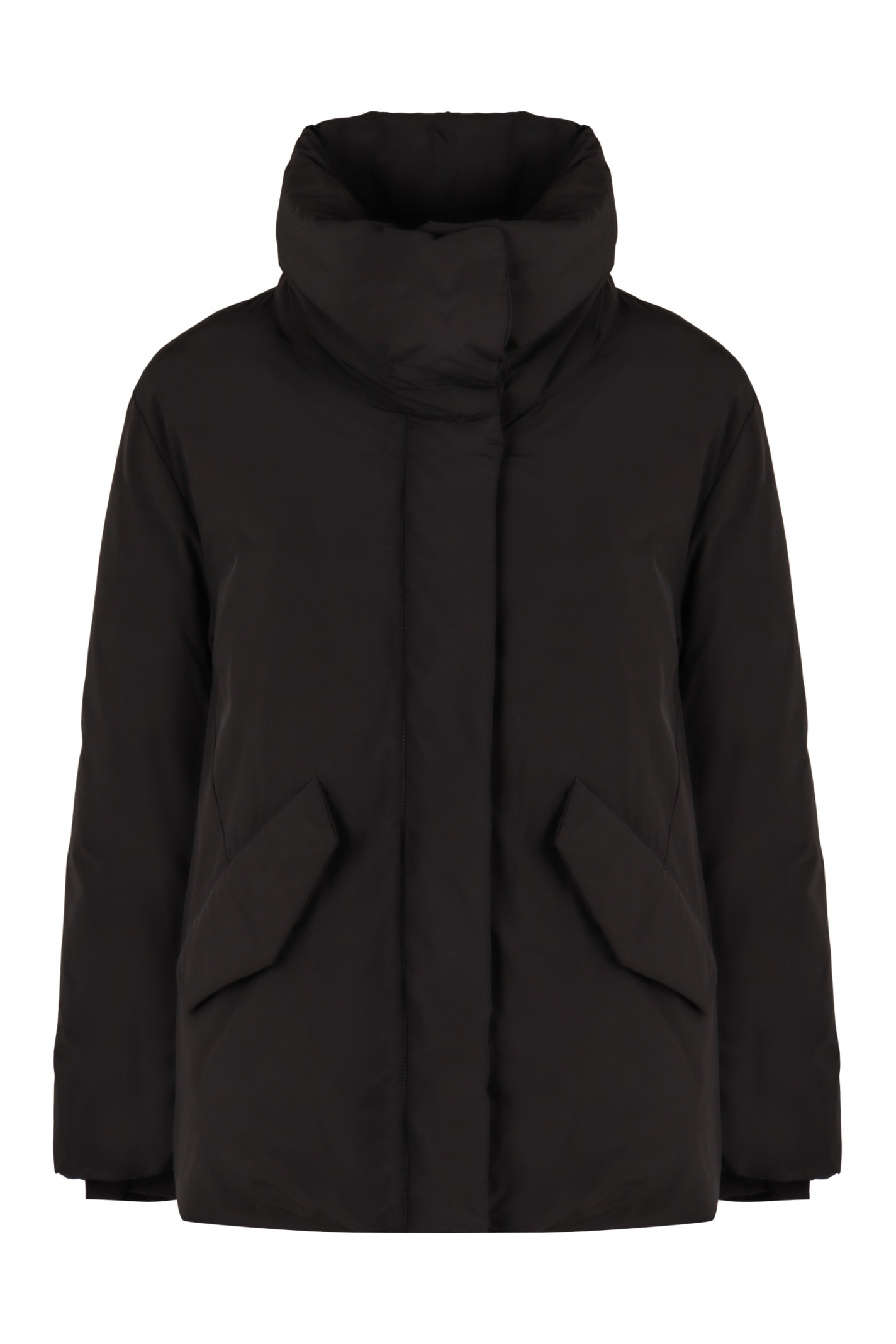 Shop Woolrich Cocoon Techno-nylon Down Jacket In Black