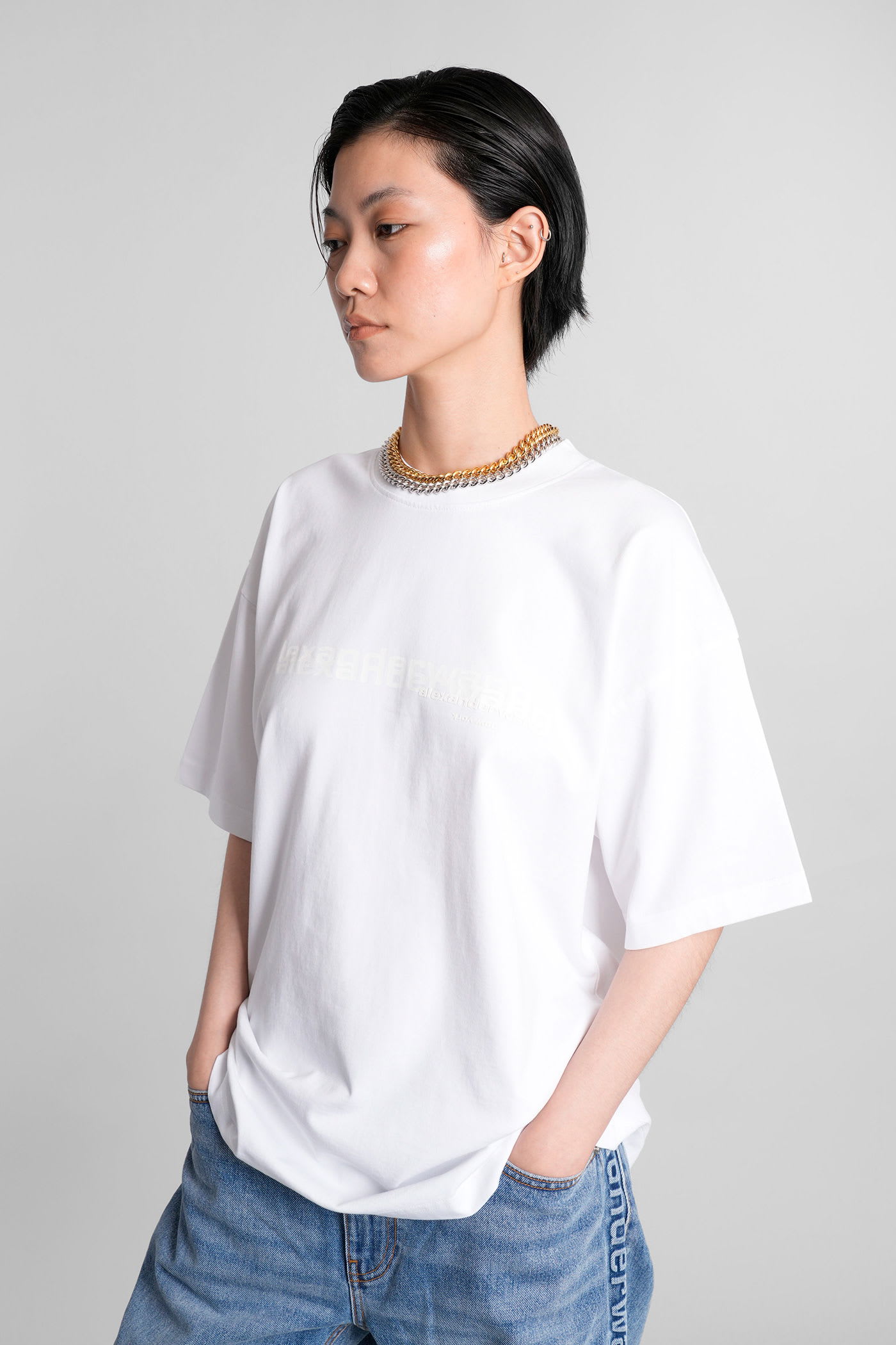 Alexander Wang T-shirt In White Cotton In White