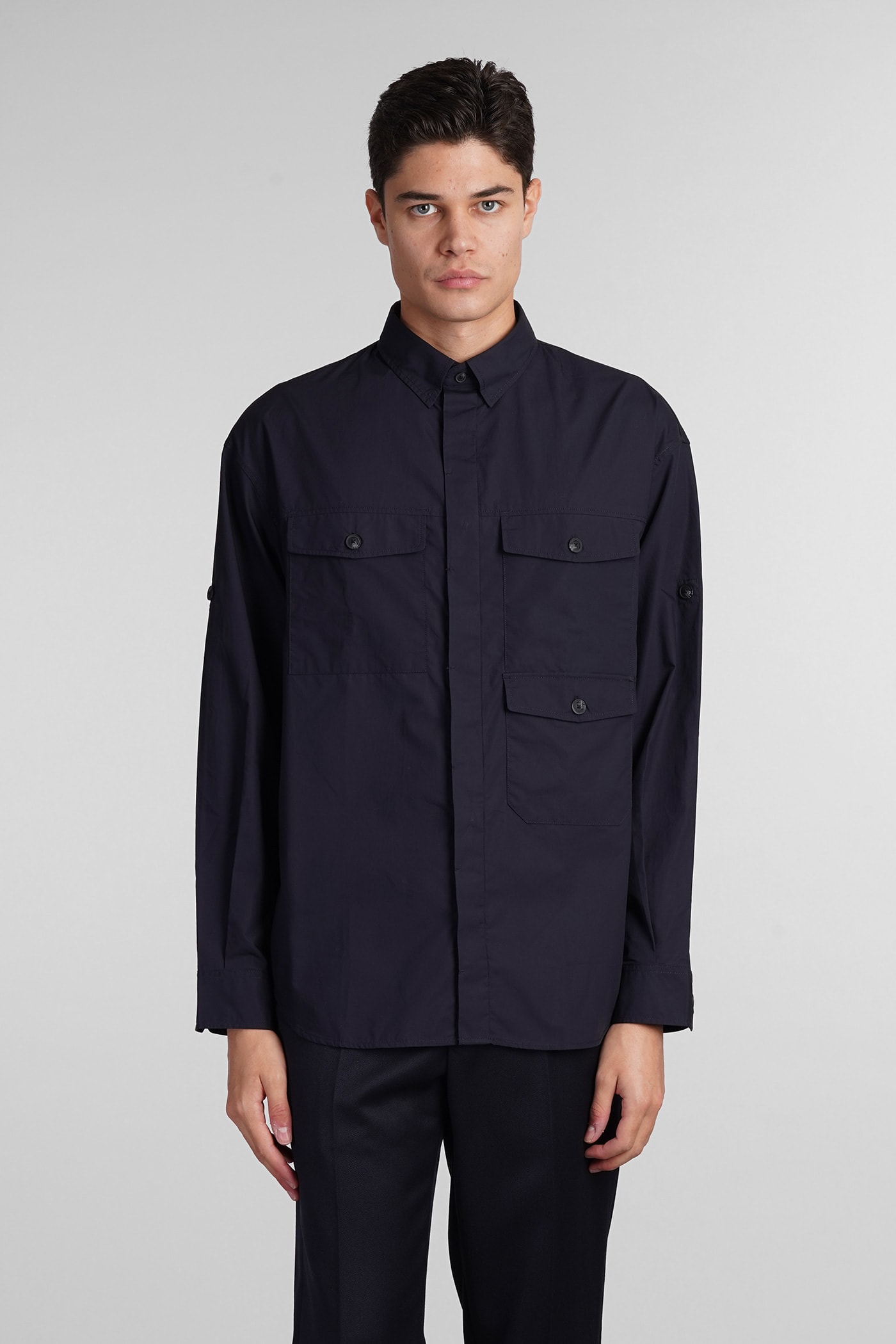 Shop Emporio Armani Shirt In Blue Cotton