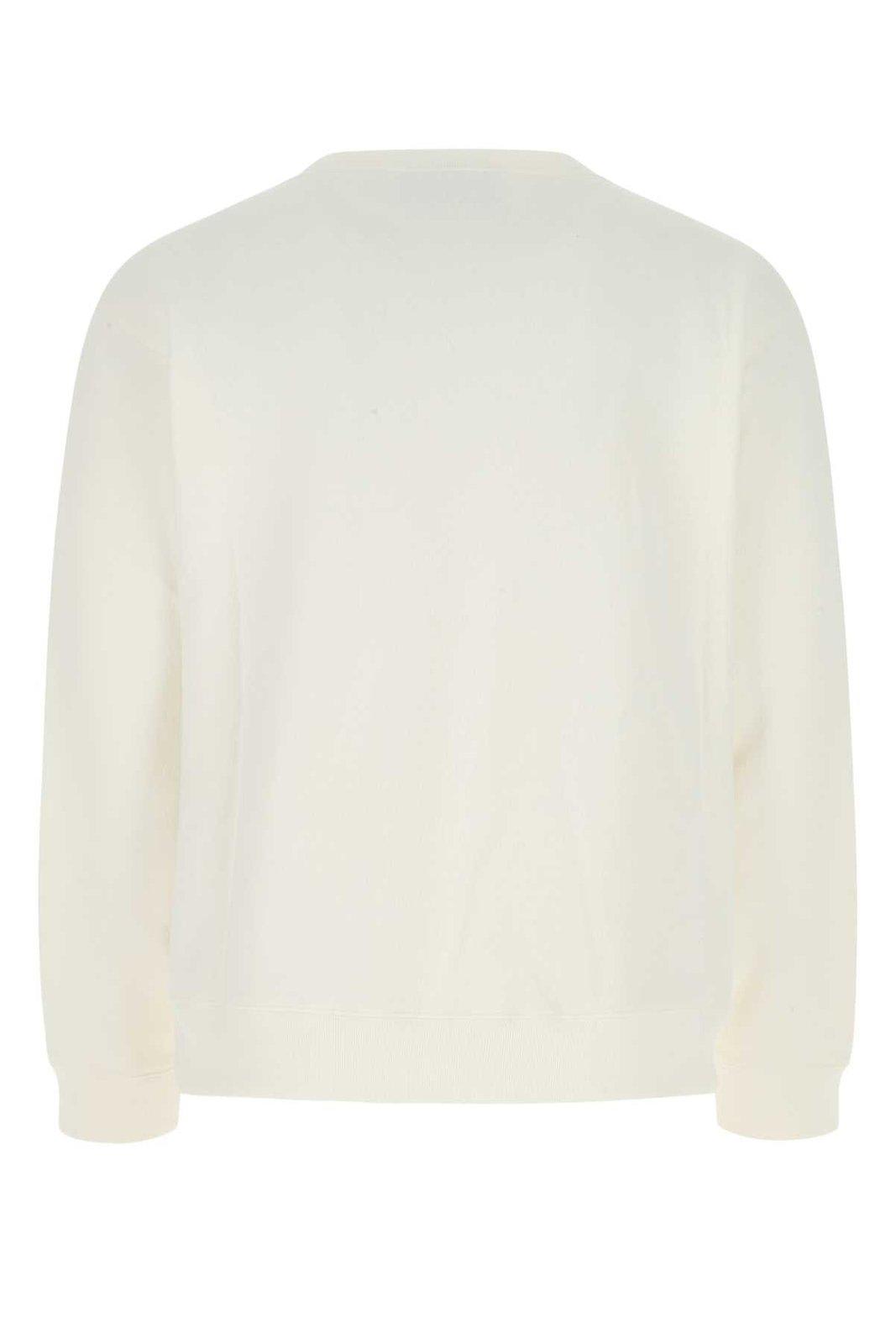 Shop Gucci Logo Printed Long-sleeved Sweatshirt In Bianco