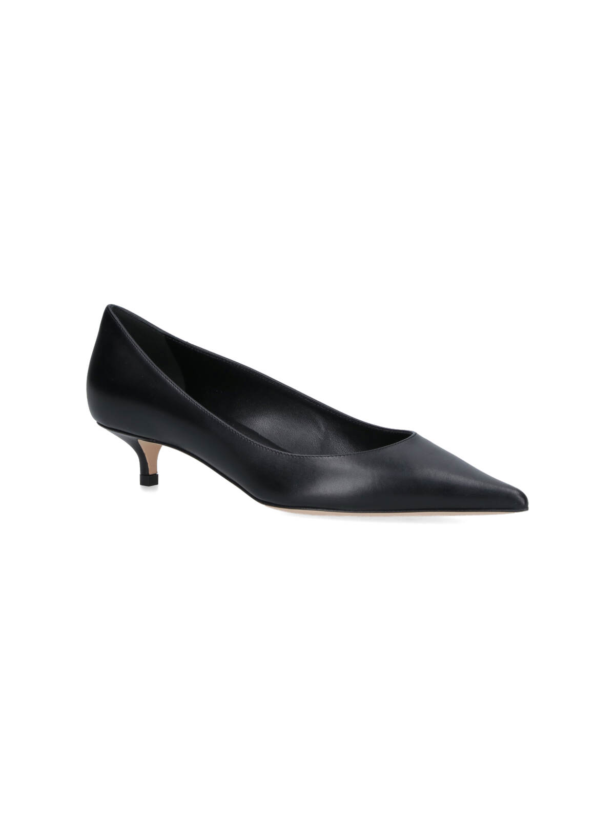 Jimmy Choo Pointed Toe Leather Kitten Heel Pumps In Black