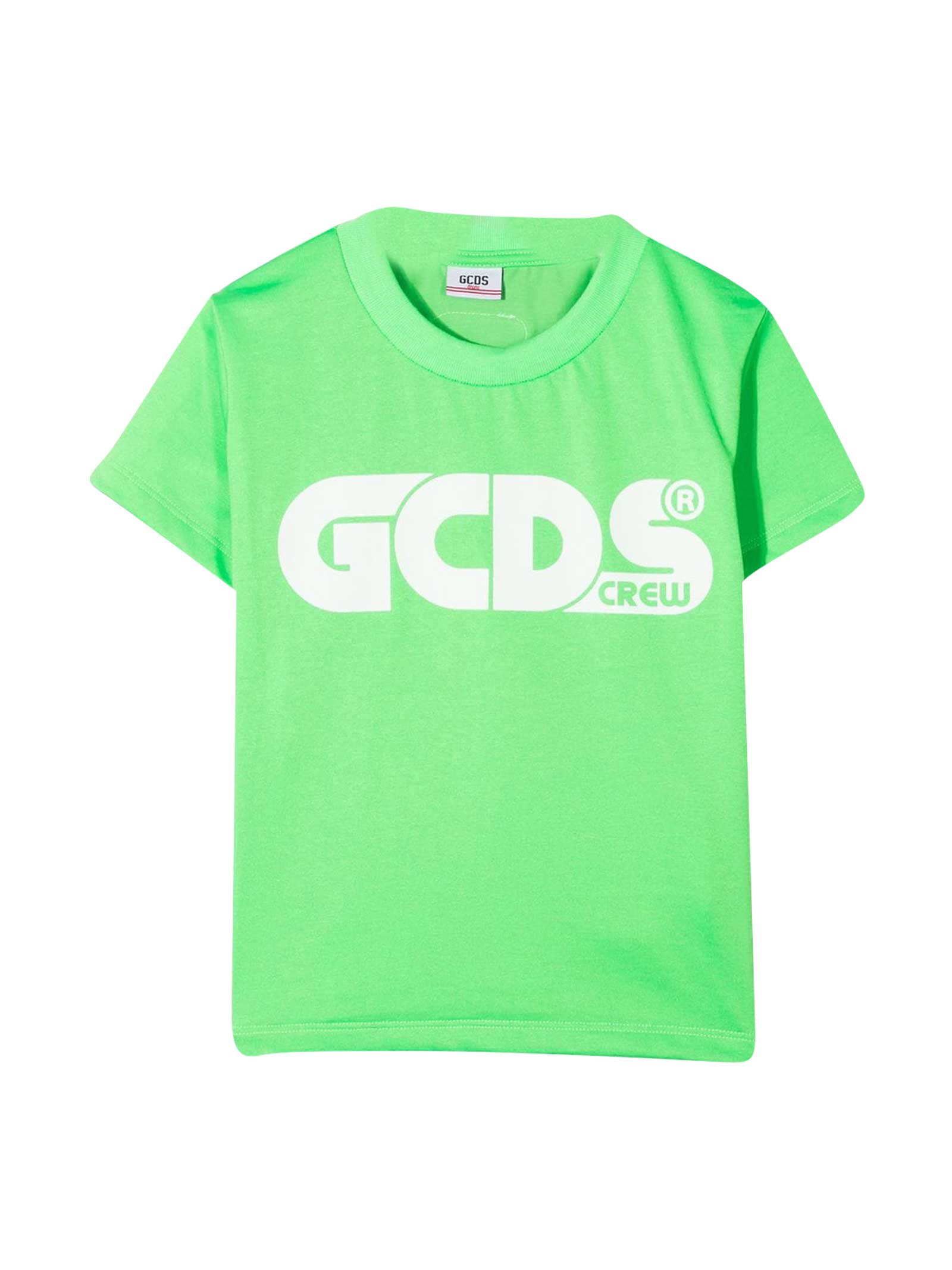 Gcds Mini Kids' Fluo Green T-shirt In Verde Fluo