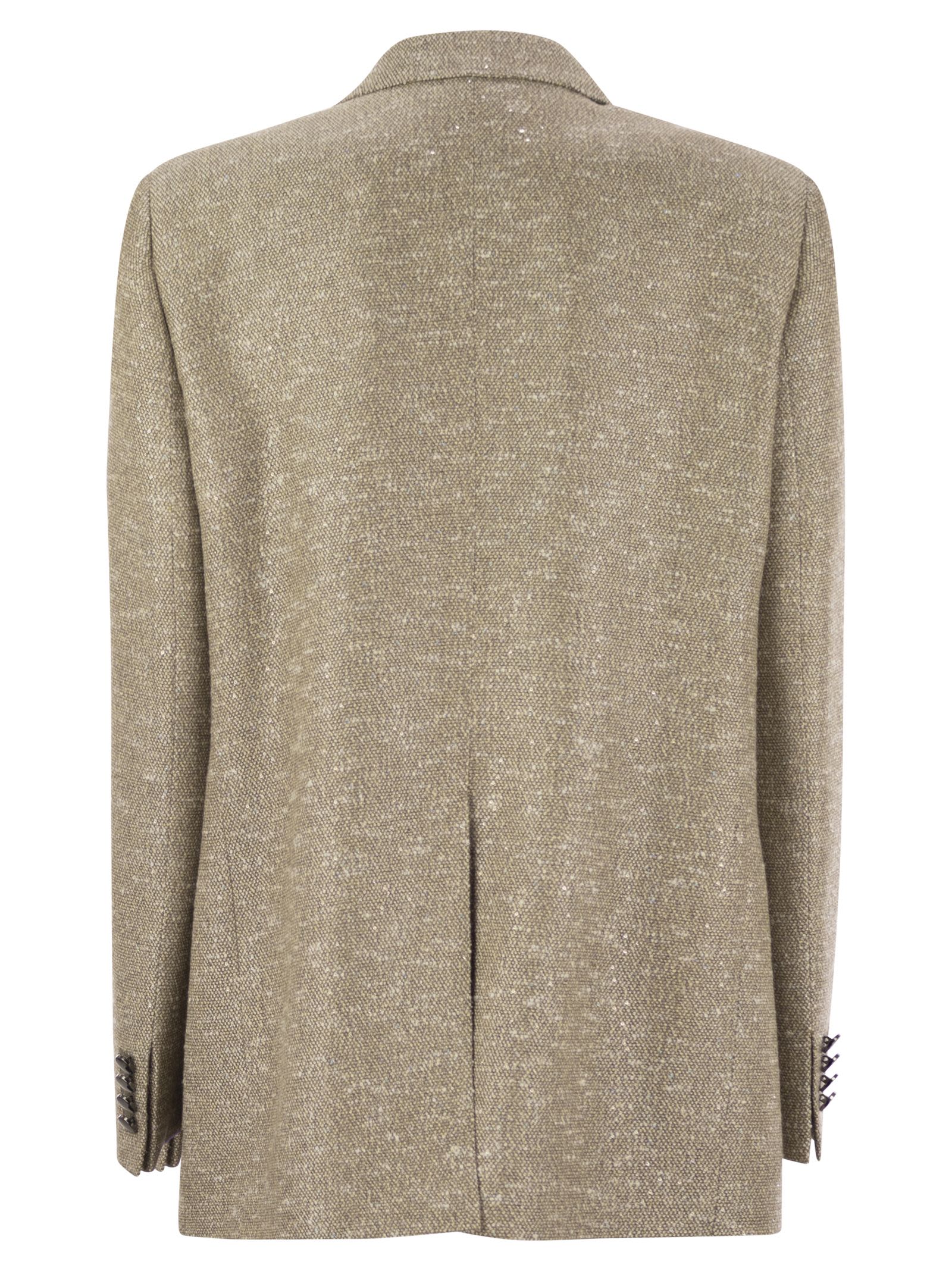 Tagliatore Women's Two-button Jacket With Micro Sequins In Beige