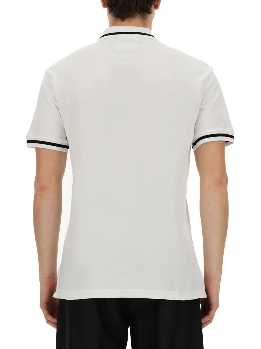 Shop Versace Jeans Couture Polo With Logo In Bianco Ottico