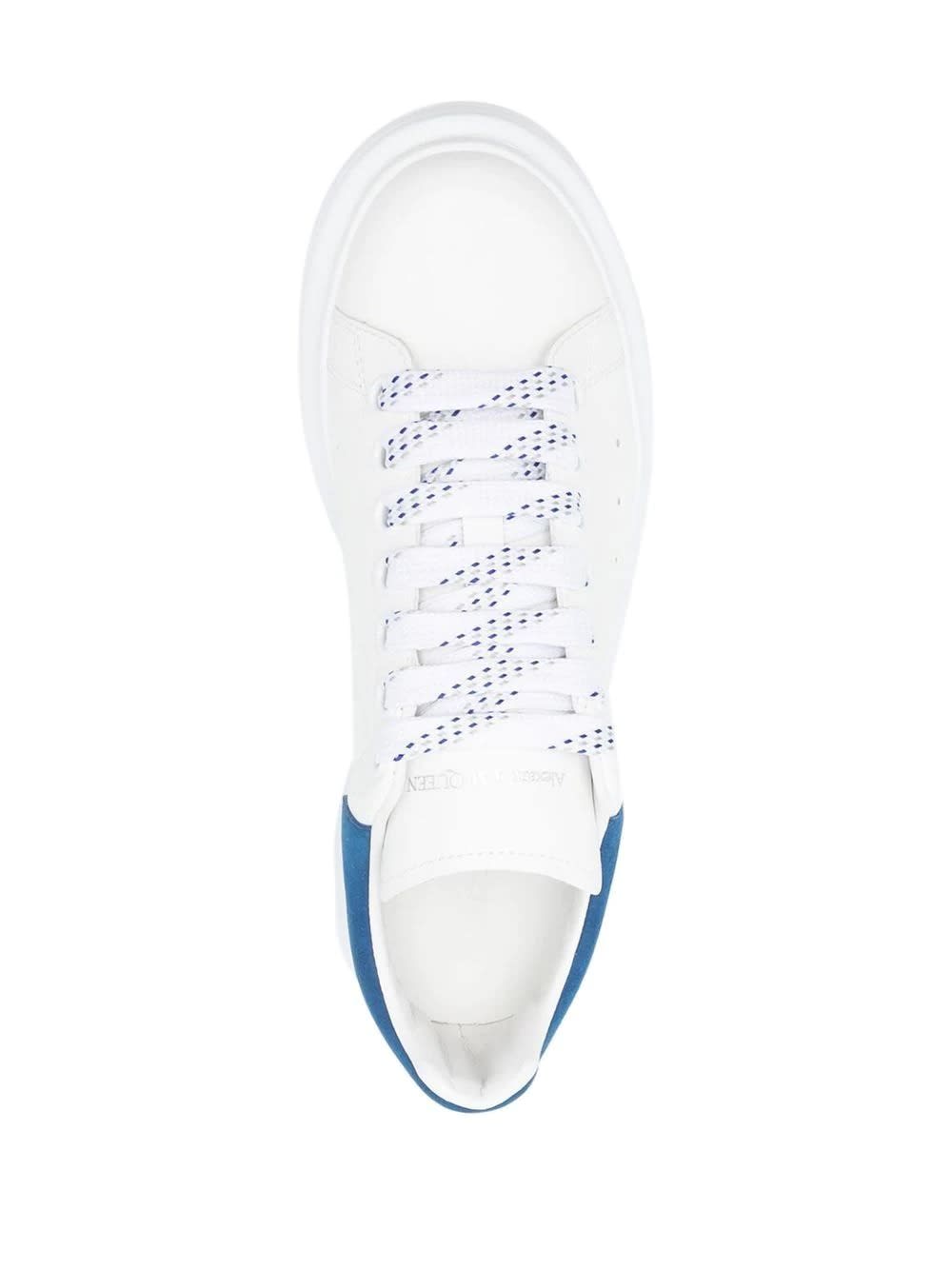 Shop Alexander Mcqueen White Oversized Sneakers With Paris Blue Suede Spoiler