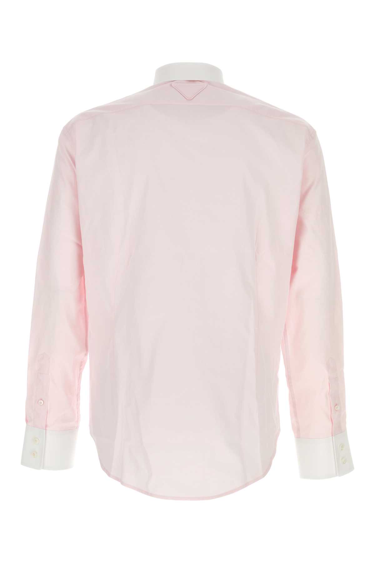 Shop Prada Pastel Pink Poplin Shirt In Rosabianco