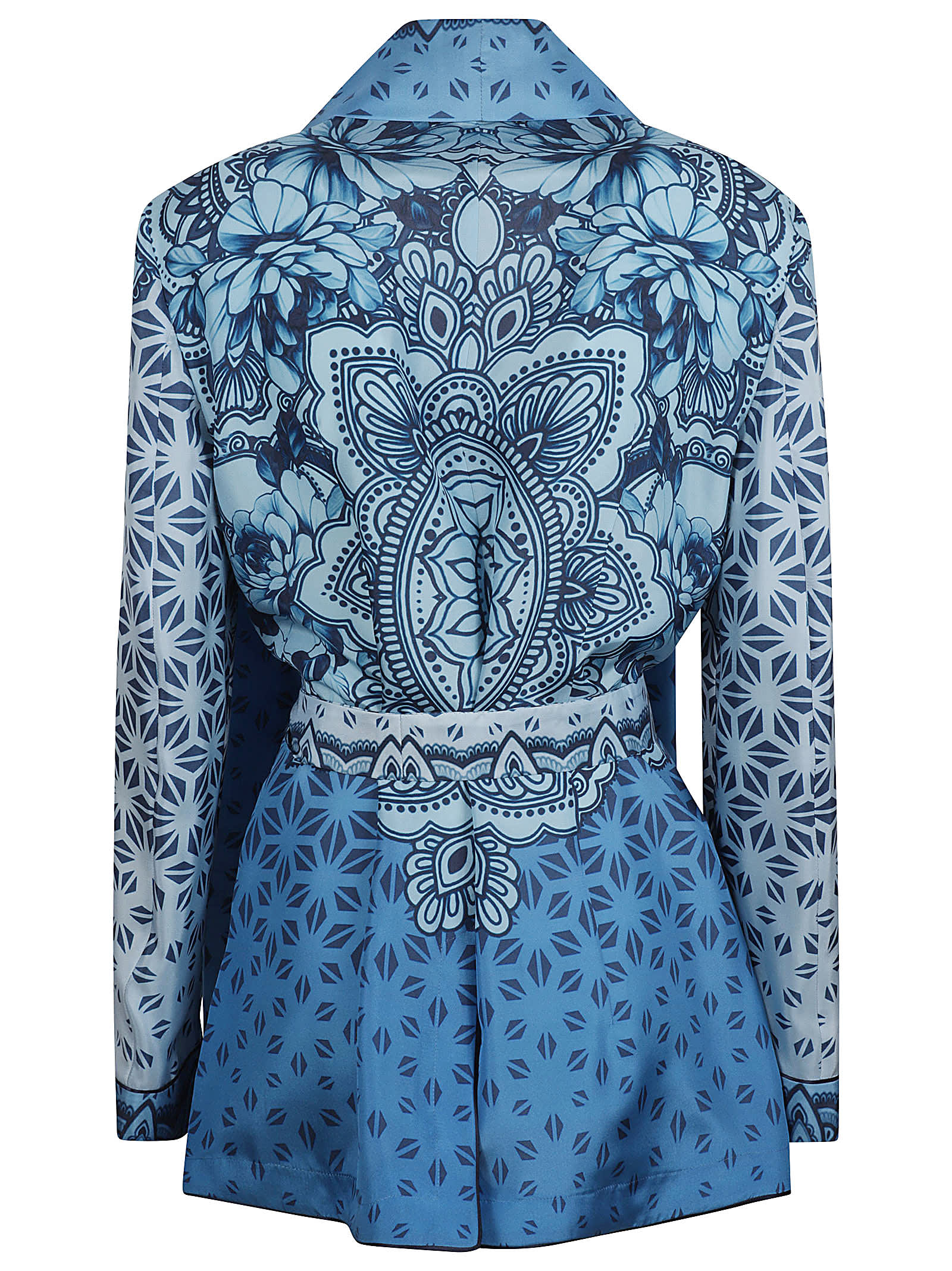 Shop Alberta Ferretti Tie-waist All Over Printed Shirt  In Blue