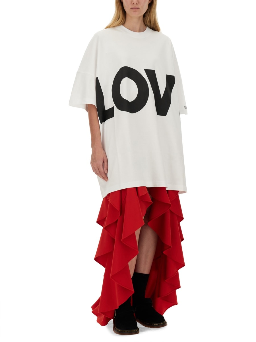 Shop Moschino Love Cotton Interlock Dress In White