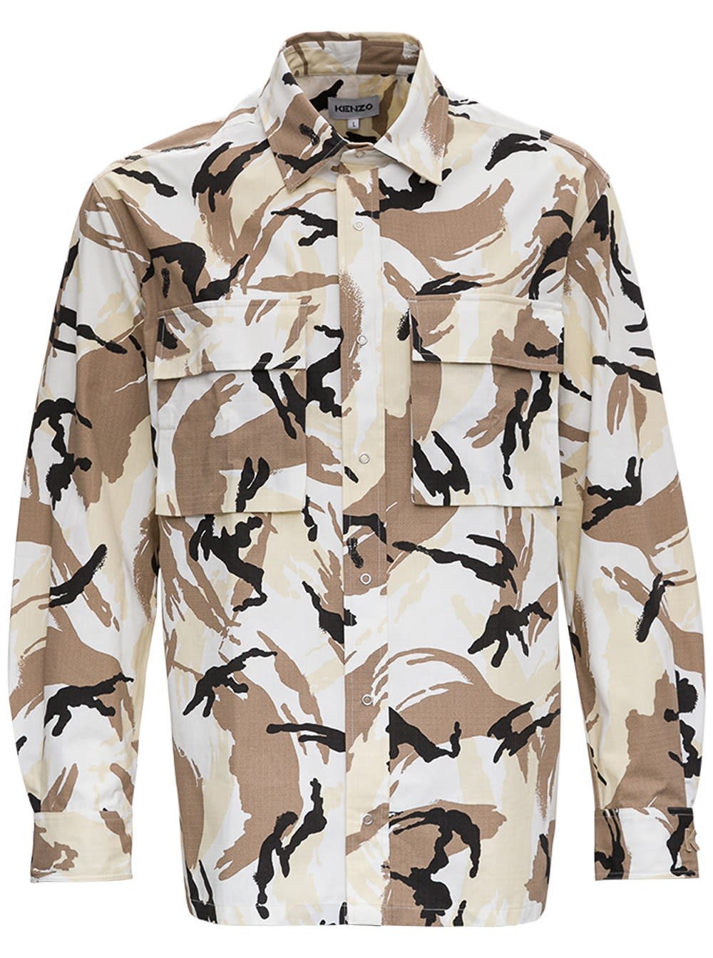 Kenzo Oversize Shirt With Camouflage Print
