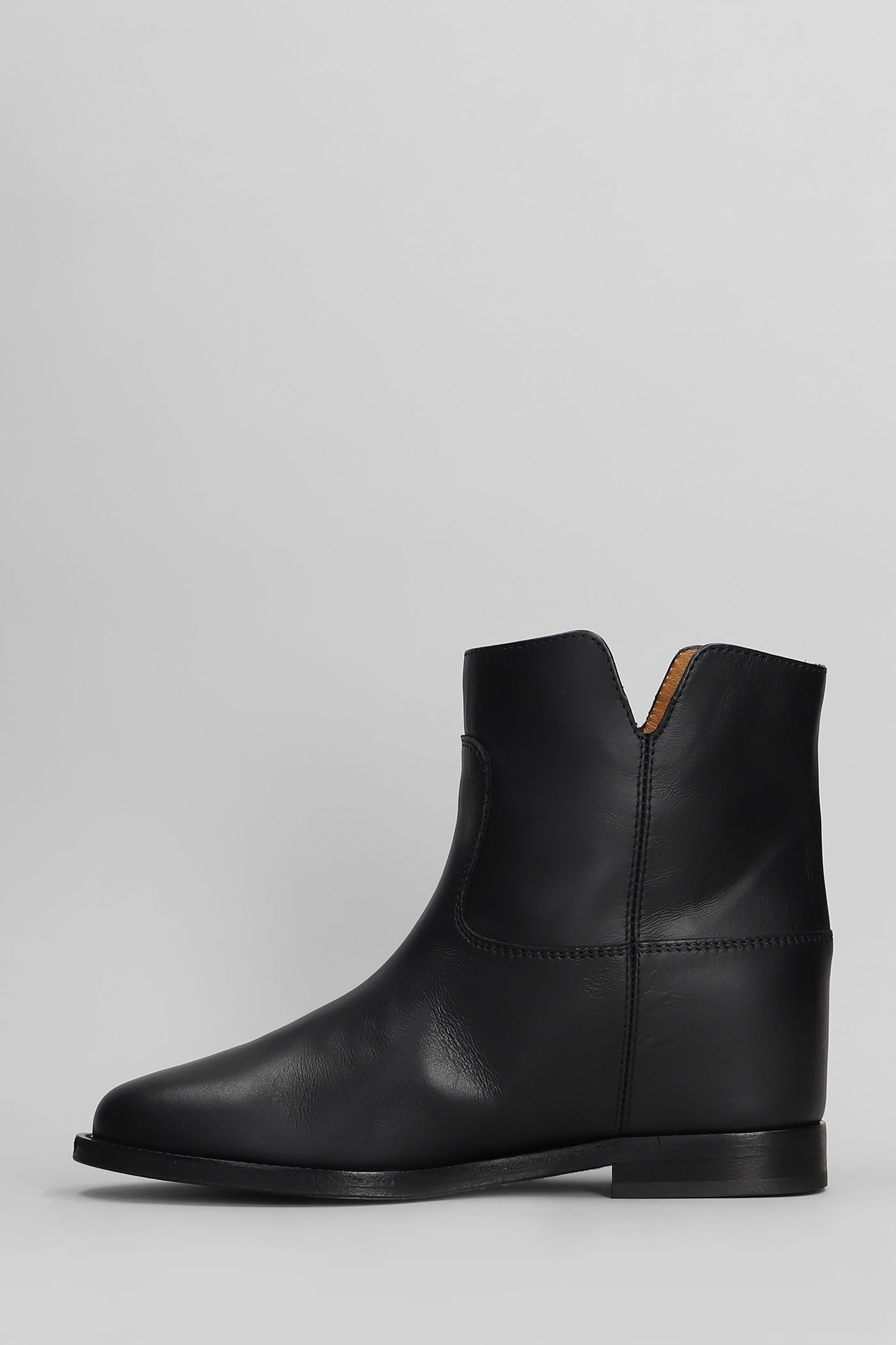 Via Roma 15 Ankle Boots Inside Wedge In Black Leather In Black