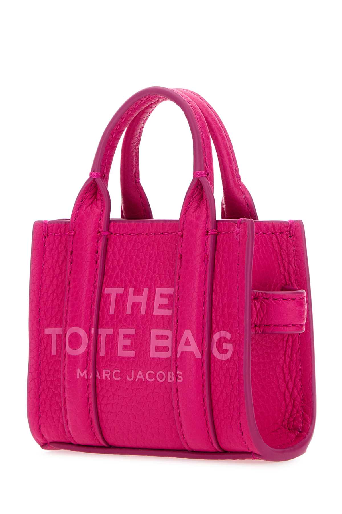 Shop Marc Jacobs Fuchsia Leather Nano Tote Bag Charm In Hotpink
