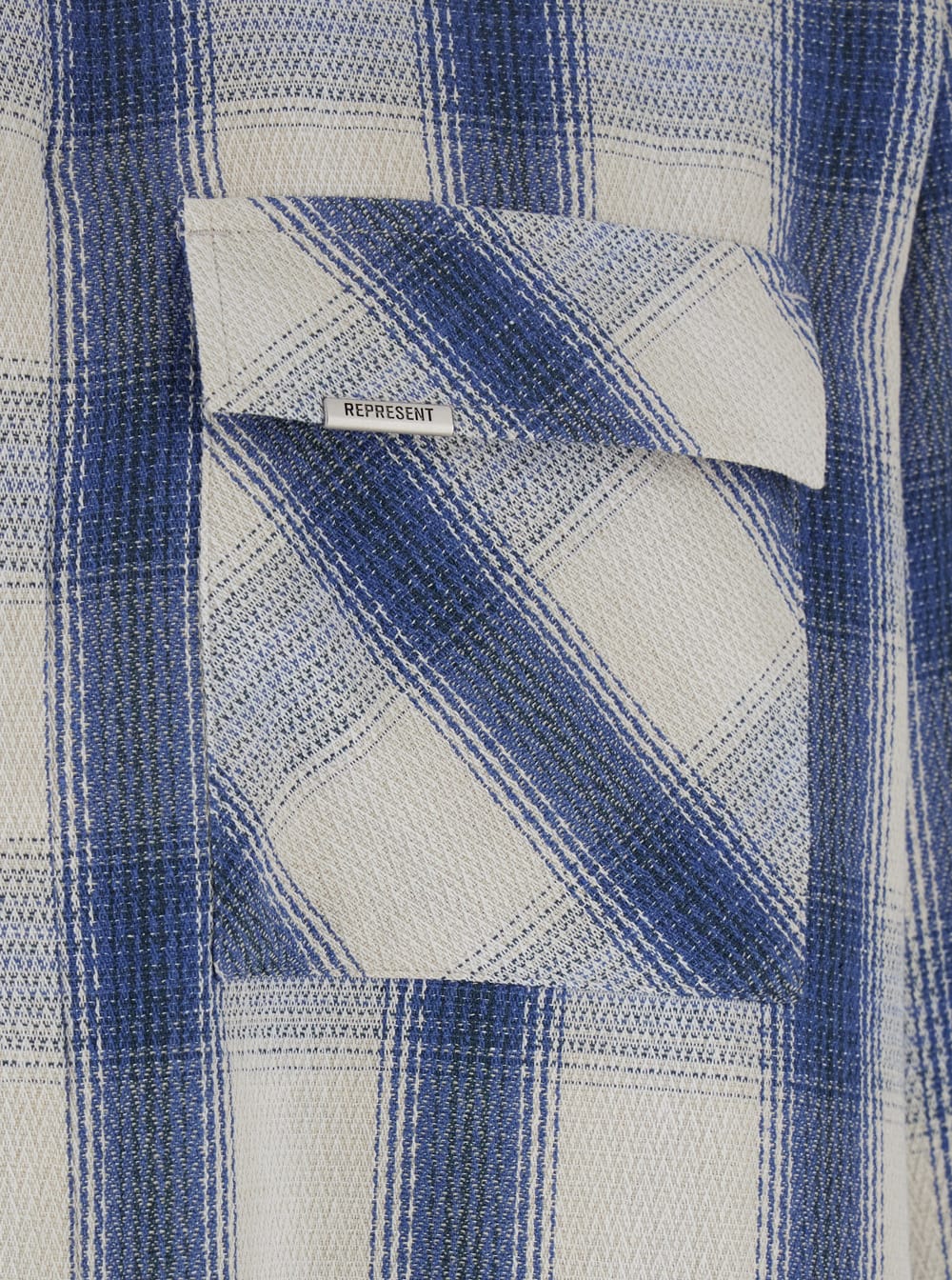 Represent Blue Shirt With Classic Collar And All-over Check Motif In Cotton Blend Man In Blu