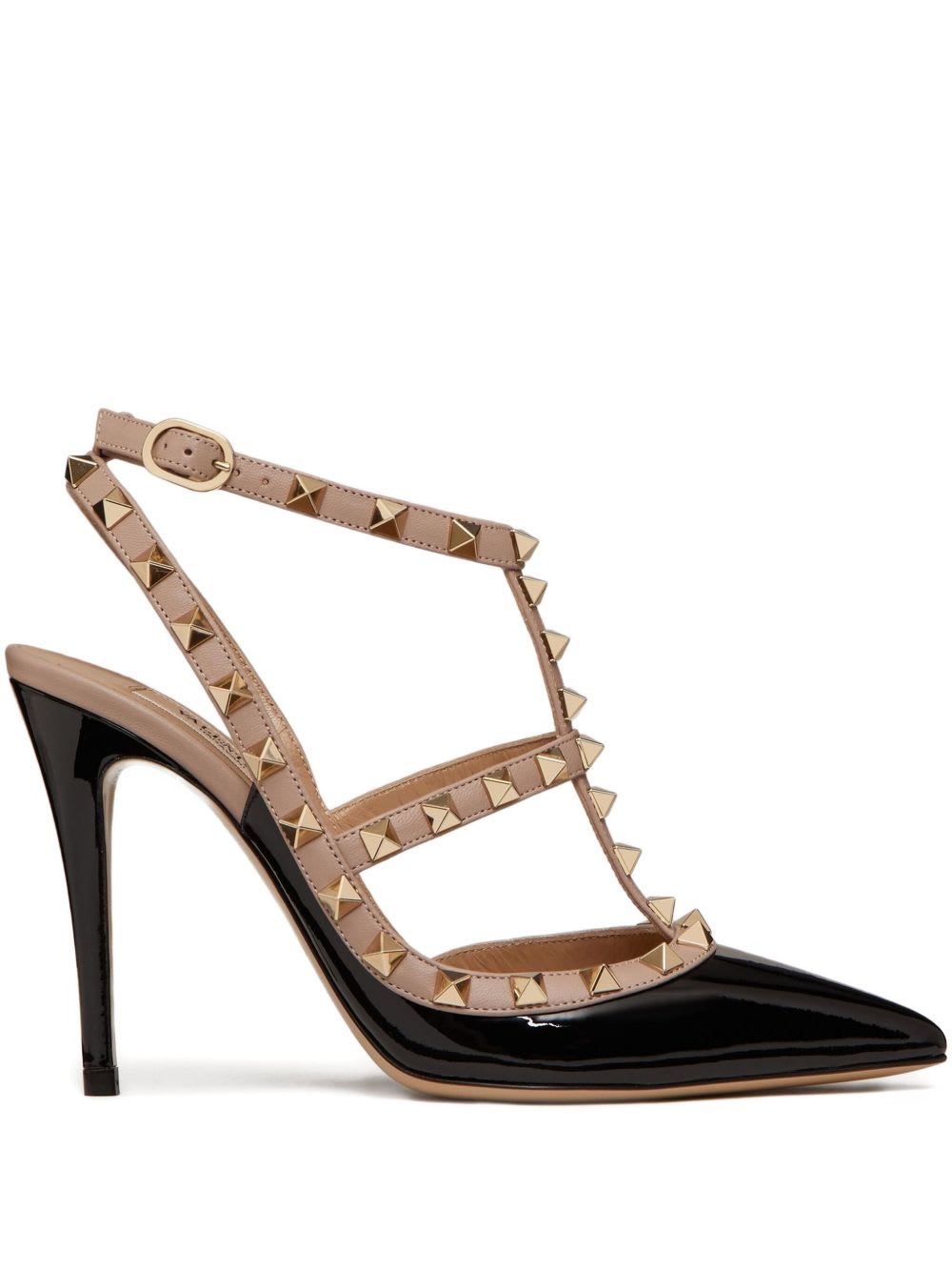 Valentino Garavani Valentino Rockstud Caged 100 Patent Pump In Black