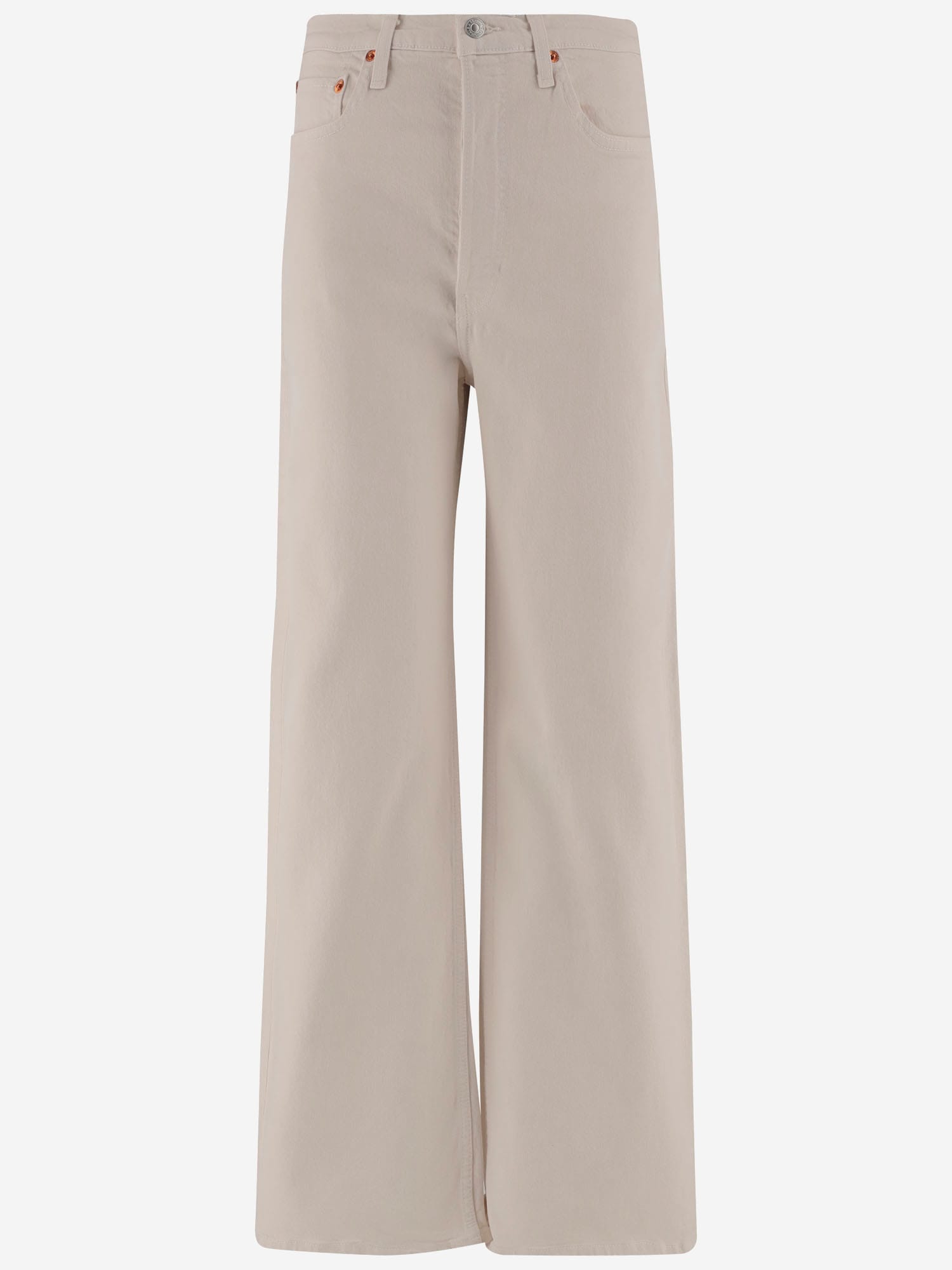 Re/done Beige Stretch Cotton Pants In Neutral