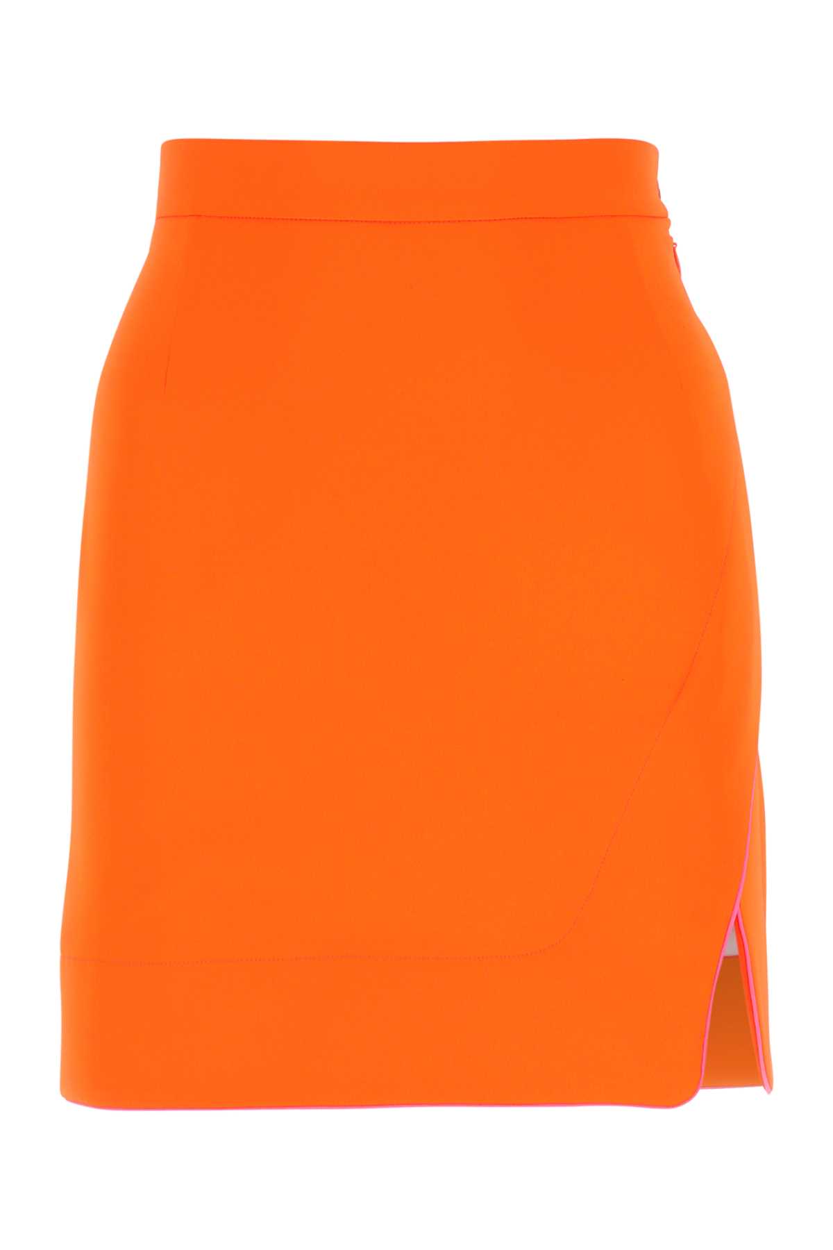 Orange Polyester Mini Skirt