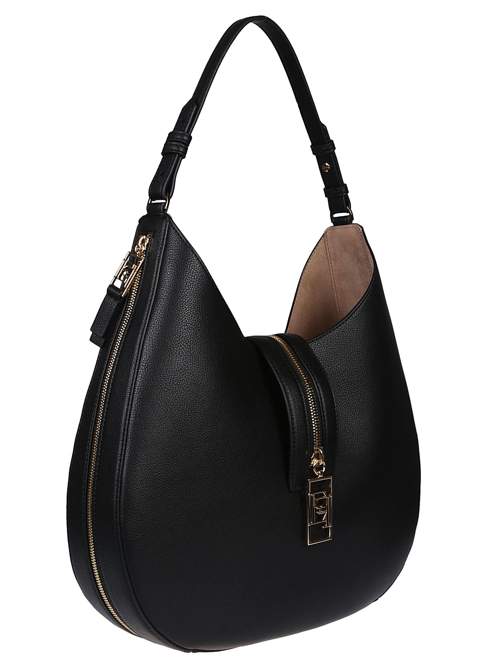 Shop Elisabetta Franchi Hobo Bag In Nero