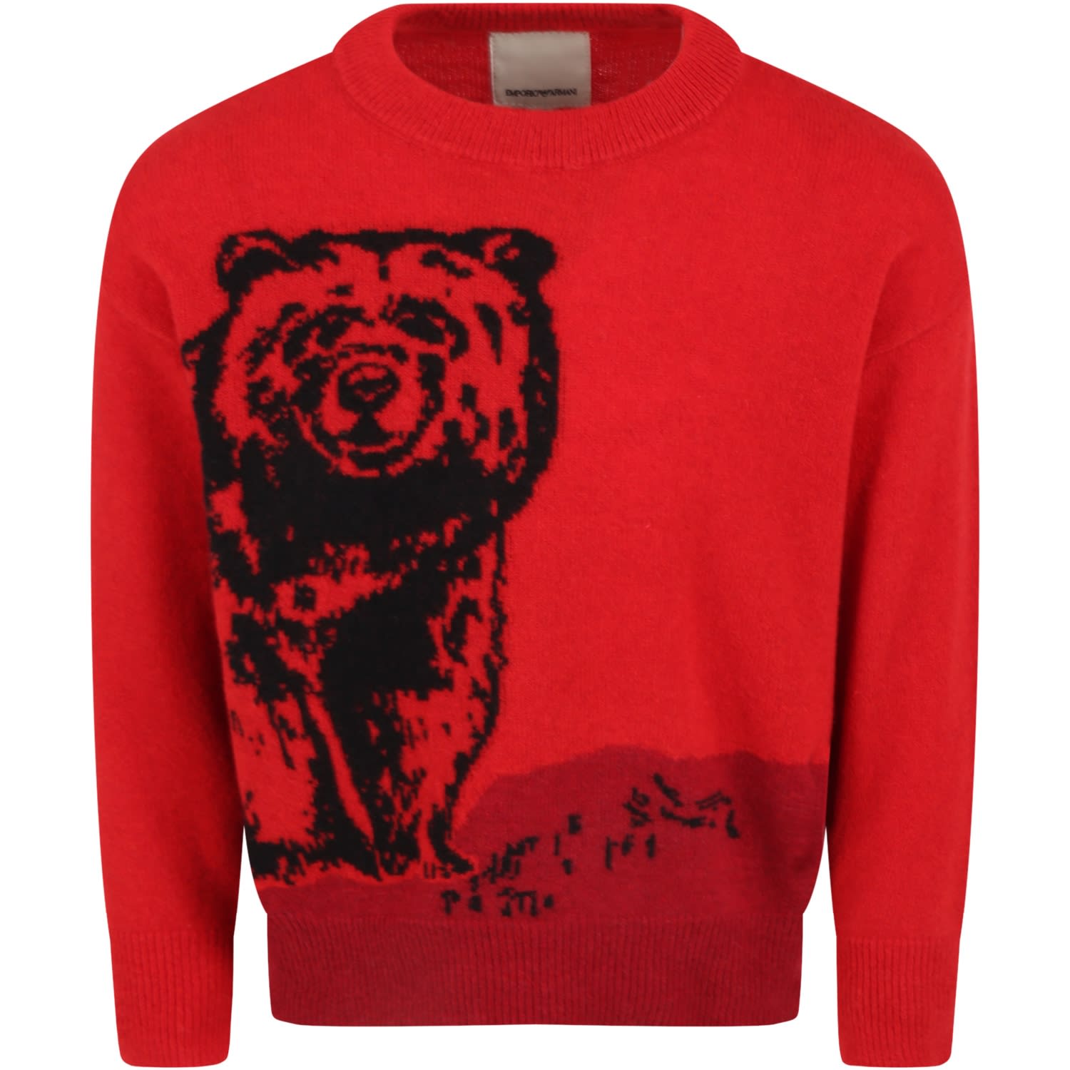 Armani Collezioni Red Sweater For Boy With Bear