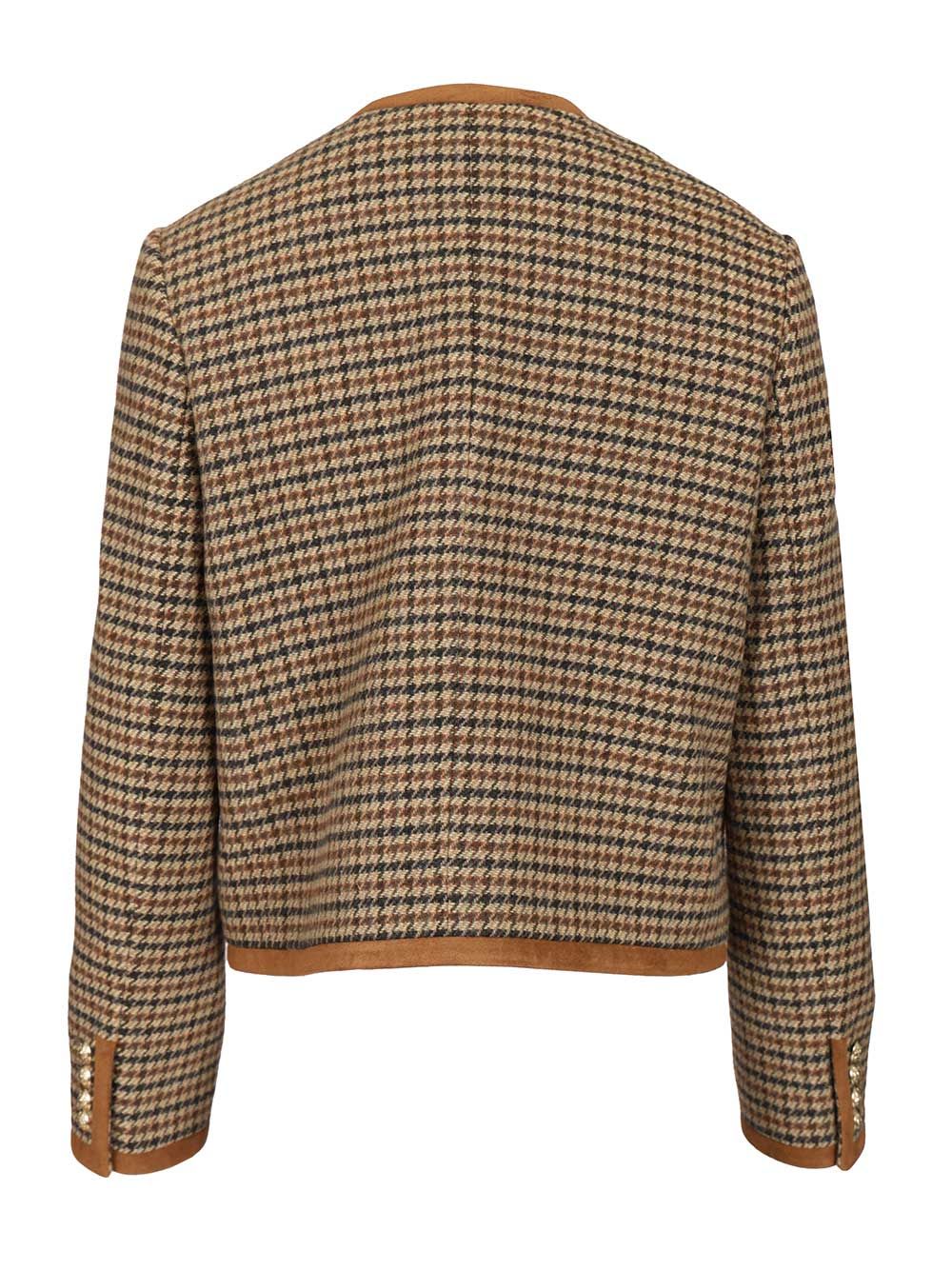 Dunst Beige Jacket With Button Closure And Front Pockets In Tweed Woman In Brown