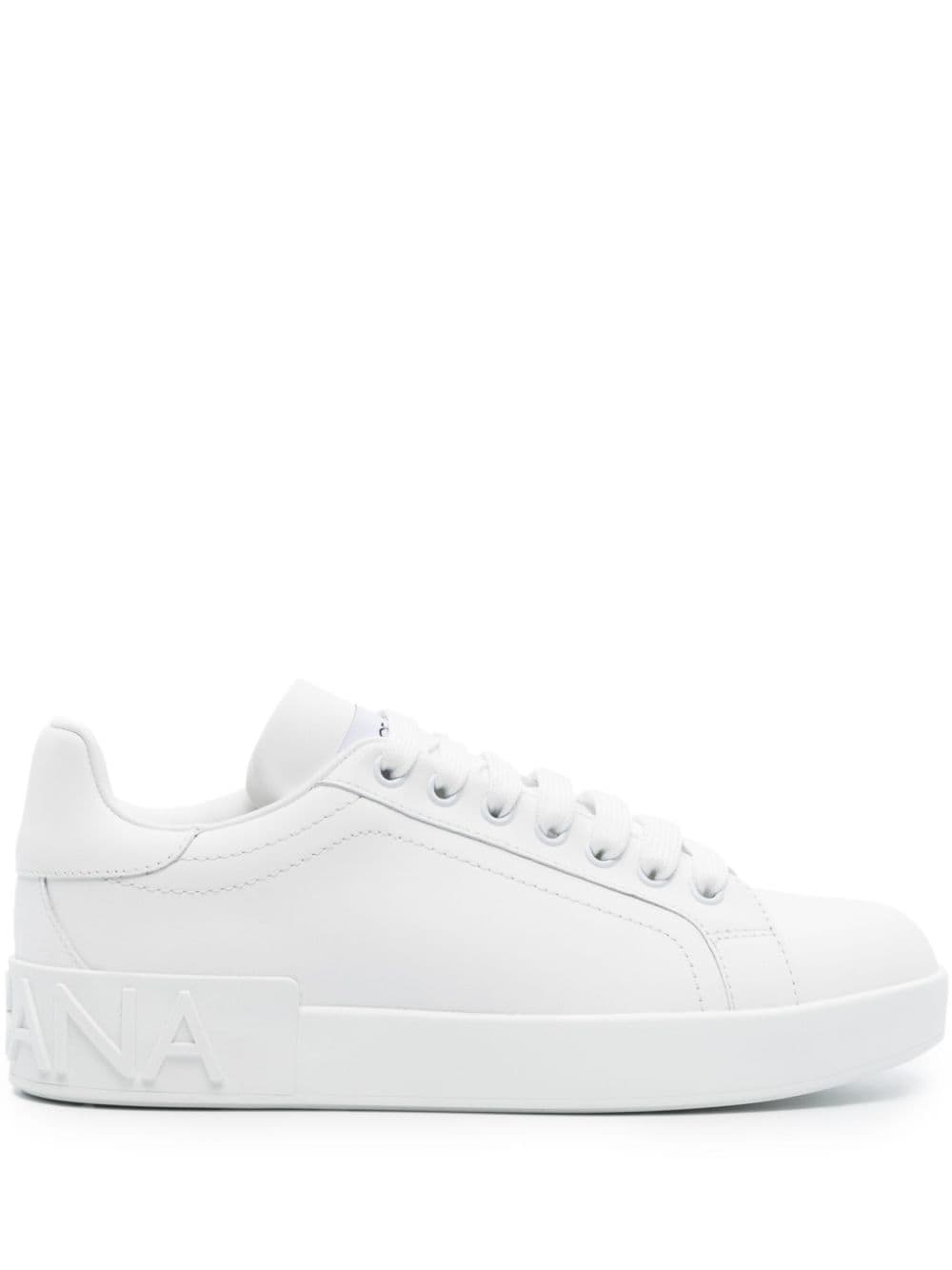 Dolce & Gabbana Portofino Leather Sneakers In White