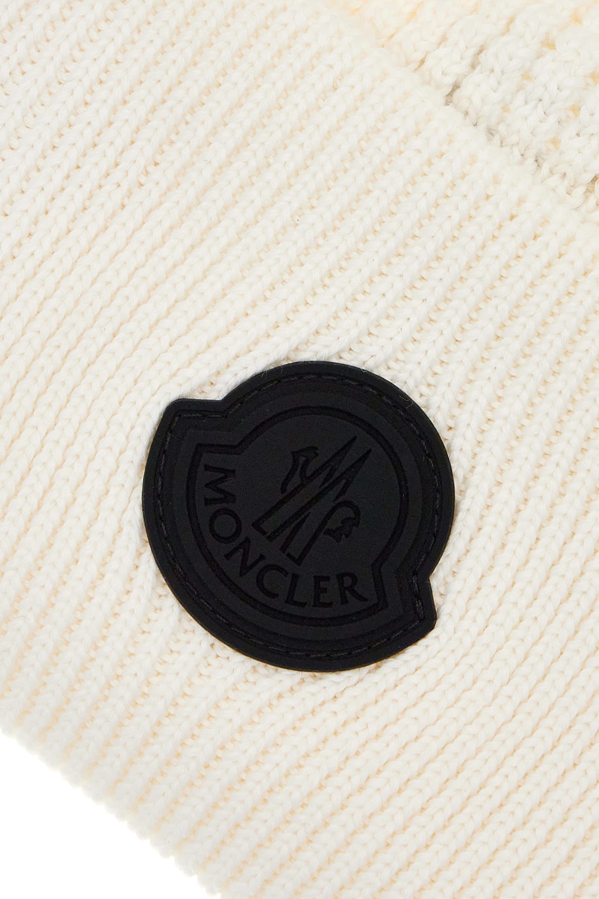 Moncler Ivory Cotton Beanie Hat In Brown