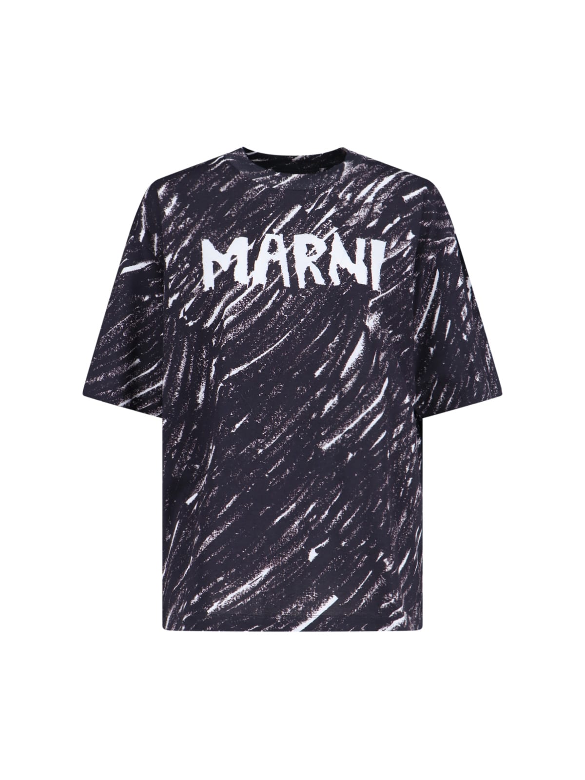 Shop Marni Crayon Print T-shirt In Black