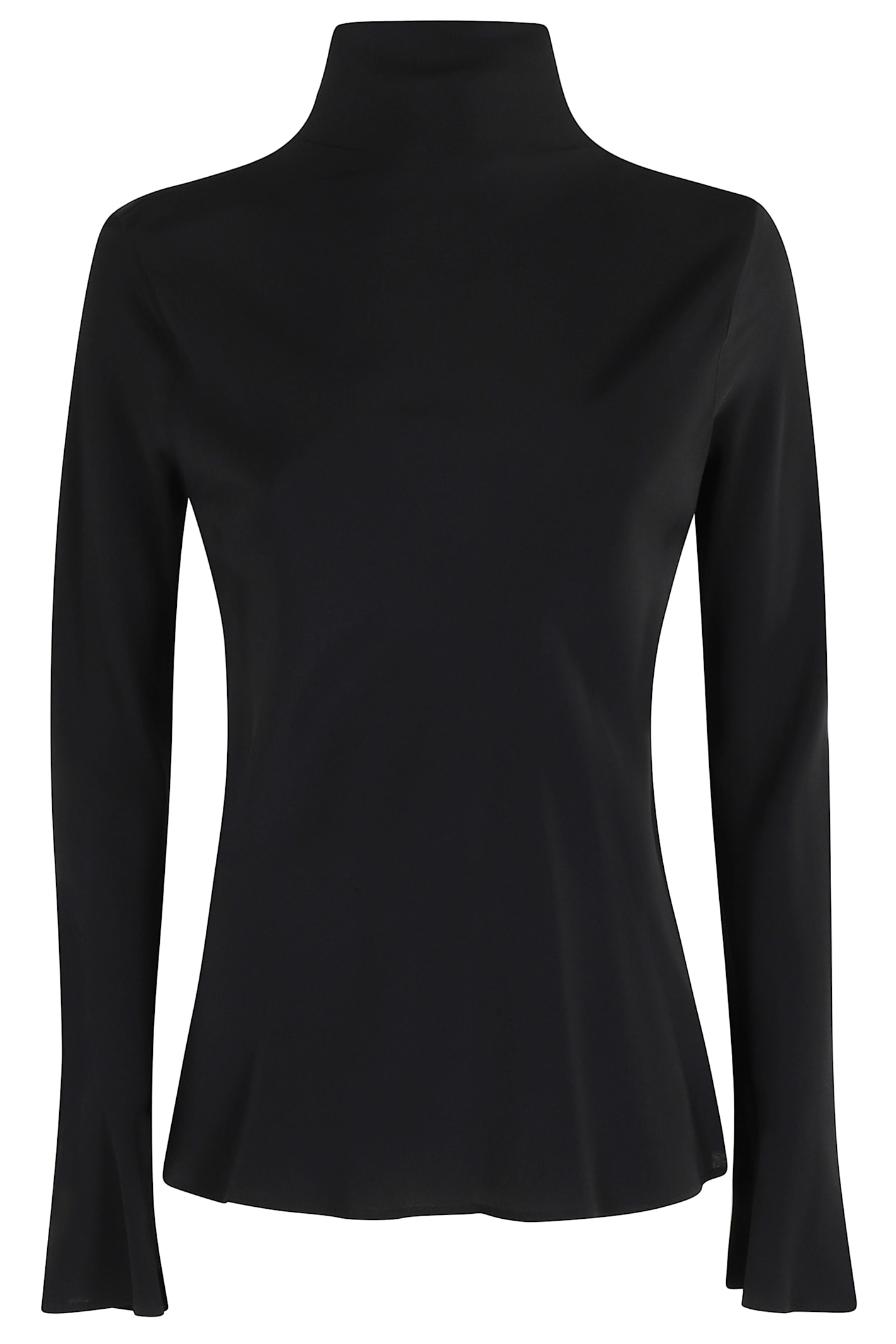Semicouture Crepe De Chine High Neck Blouse In Black