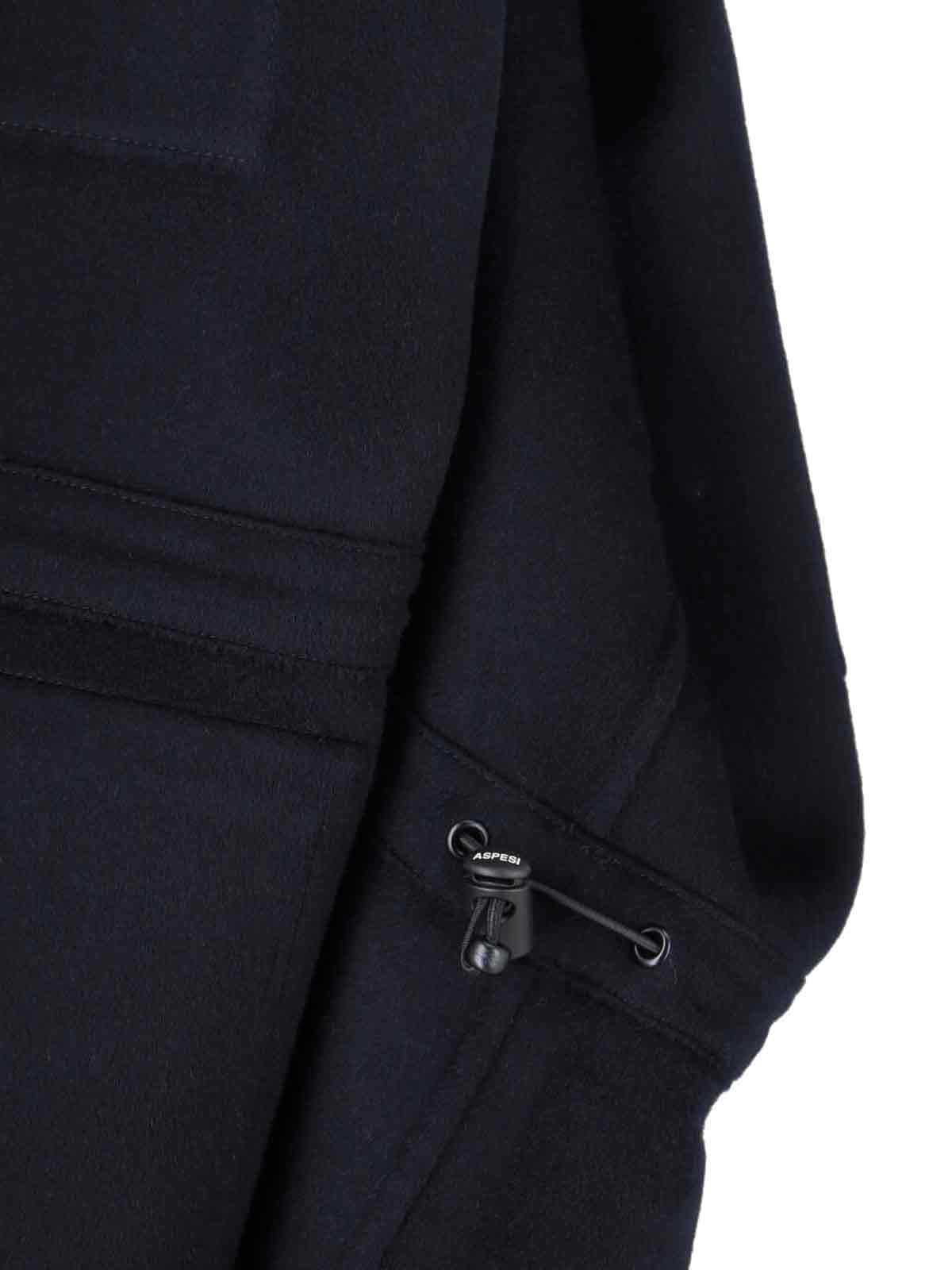 Aspesi Structured Front Zipper Jacket With Stand Collar In Black