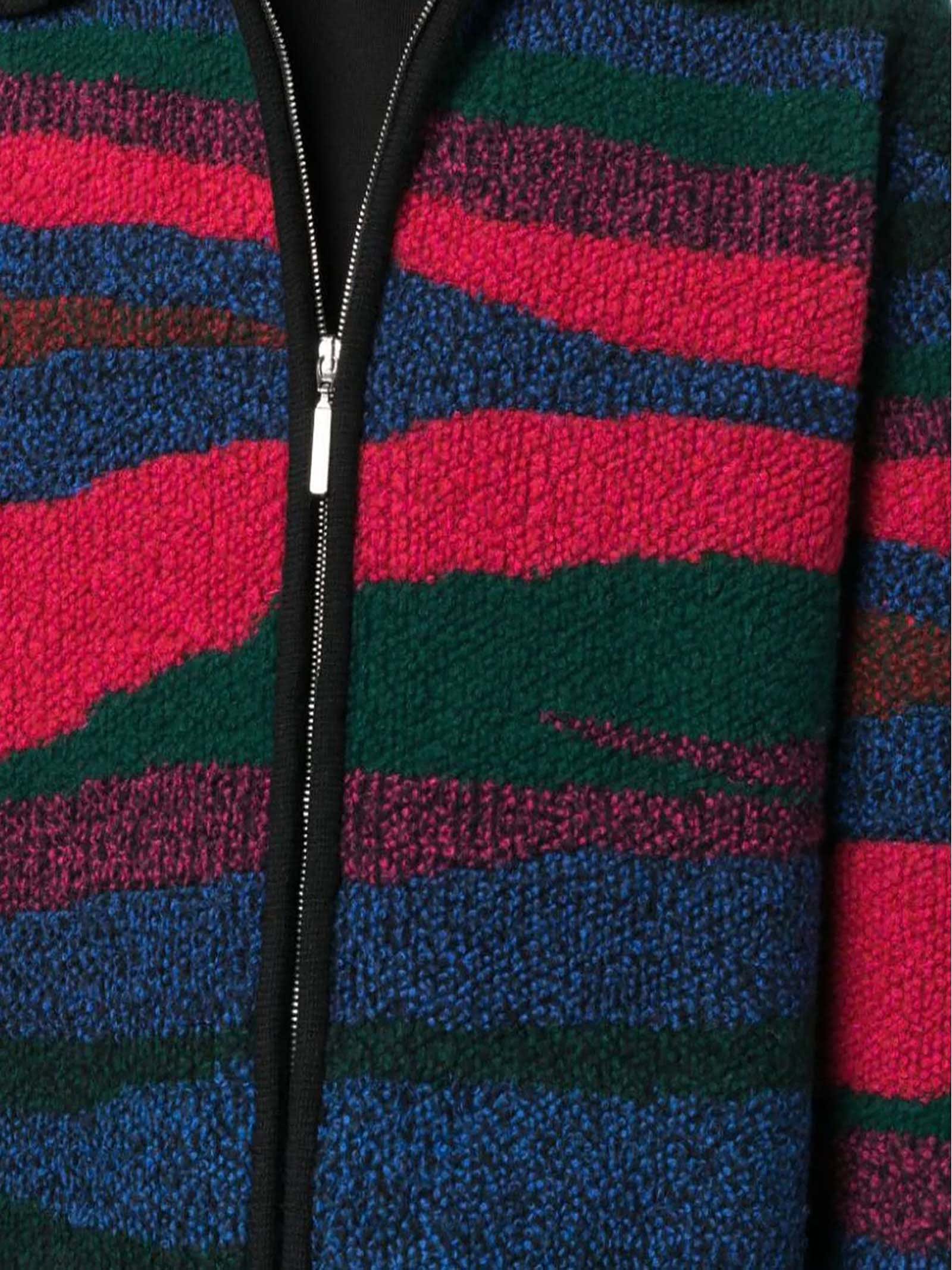 Missoni Wool Bomber Jacket In Black/red Base