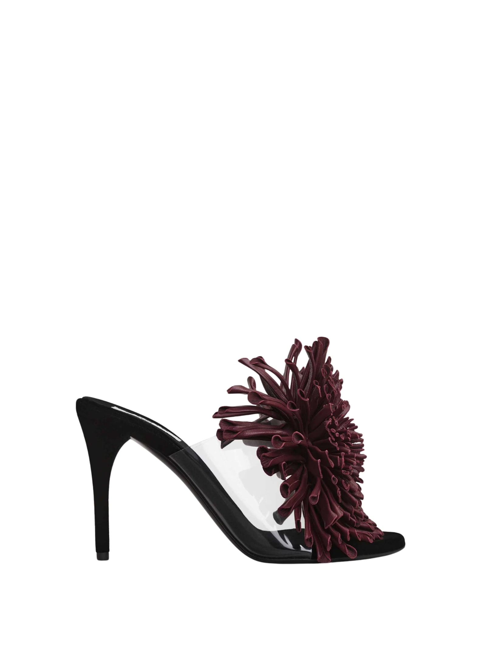 Alaïa Stiletto Heel Asymmetrical Open Toe Sandal In Burgundy