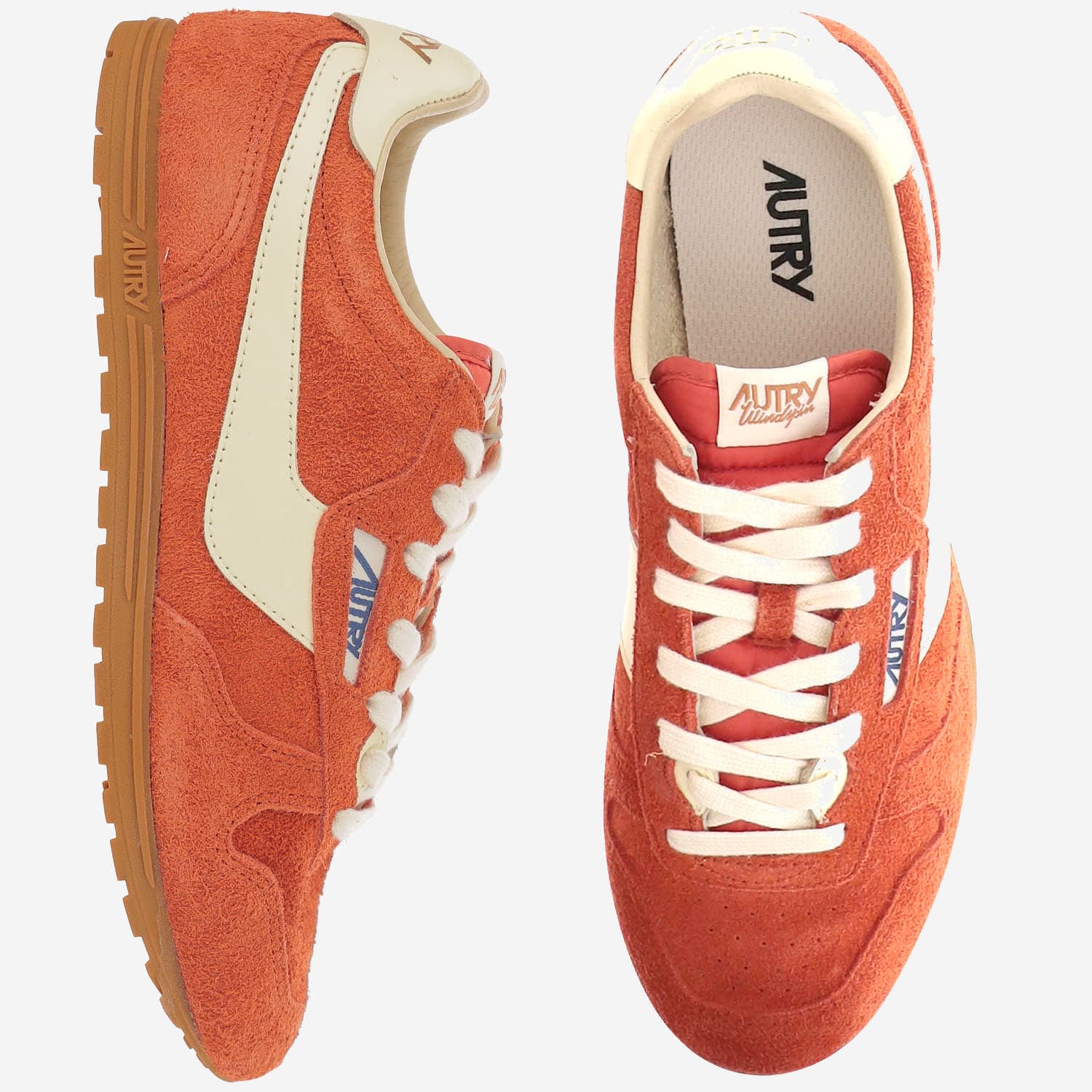 Autry Windspin Low Red Sneaker With Logo On The Side And On The Heel In Suede Man In Orange