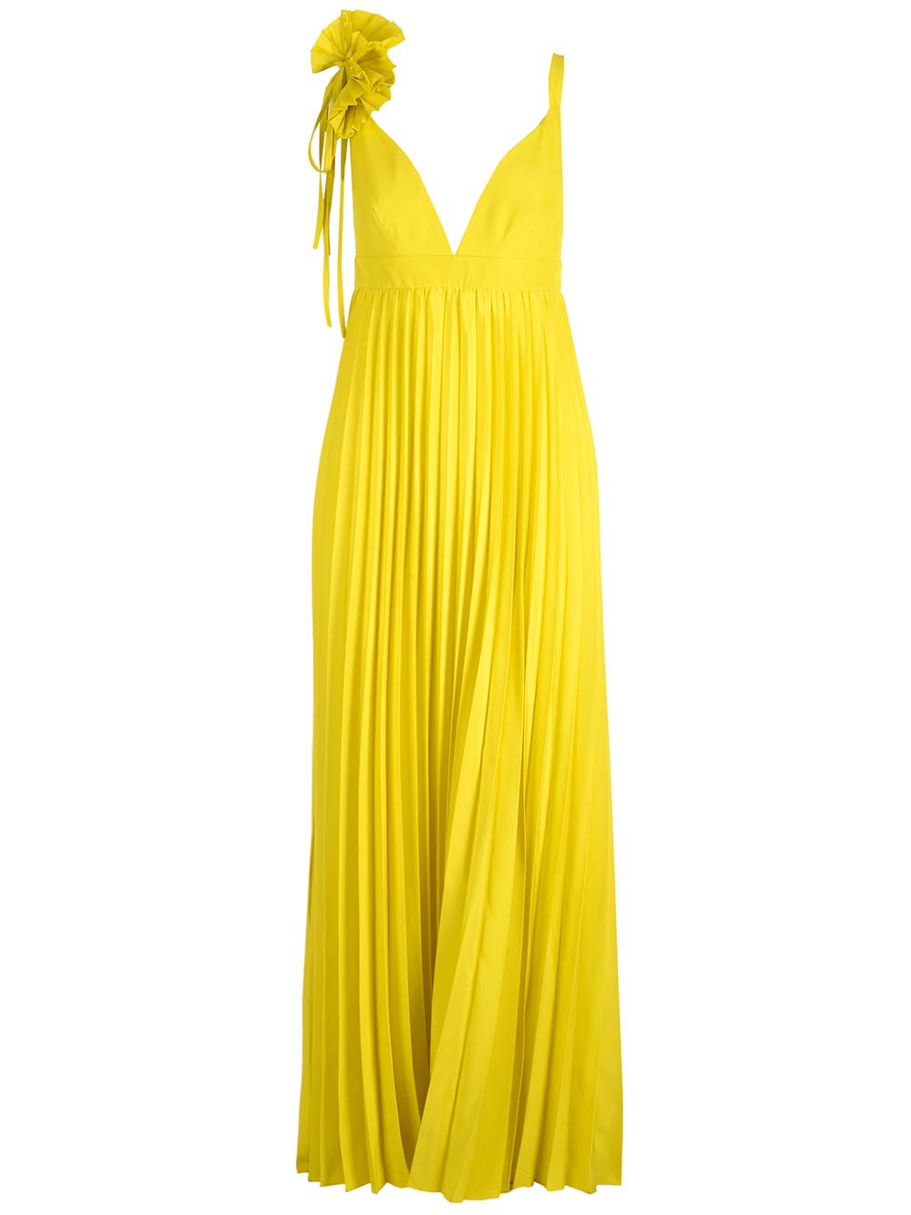 P.A.R.O.S.H LONG PLEATED DRESS WITH RUFFLES