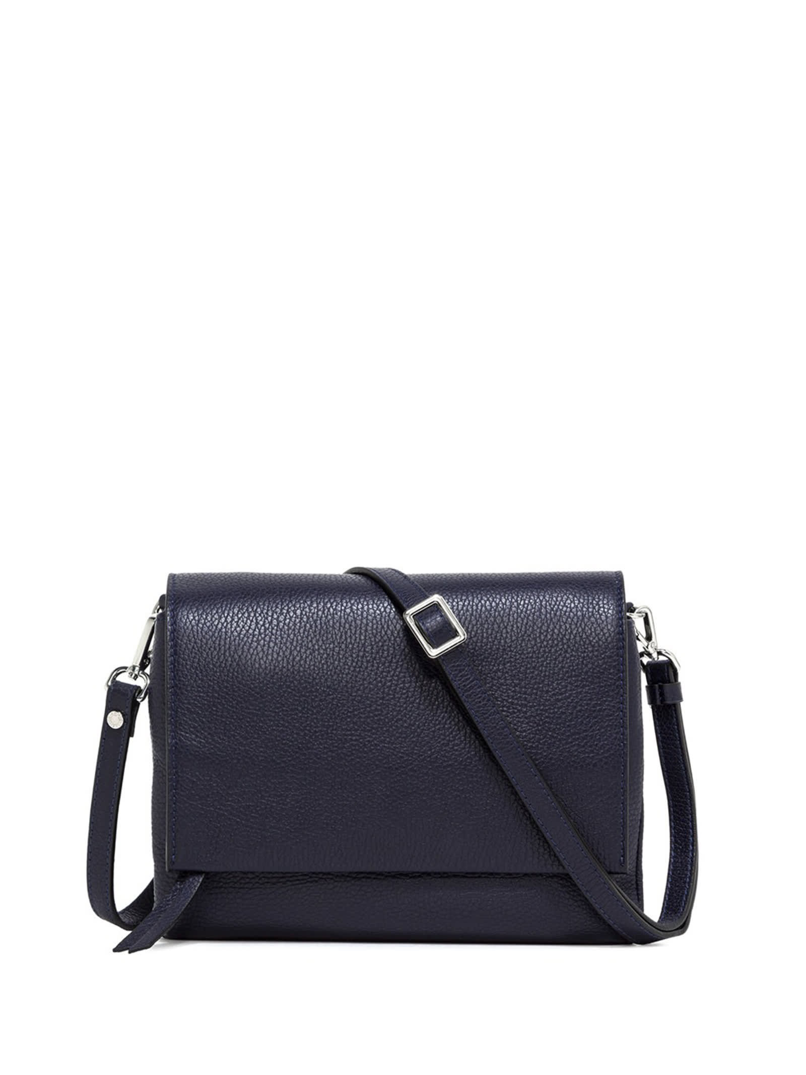 Shop Gianni Chiarini Three Navy Blue Leather Shoulder Bag