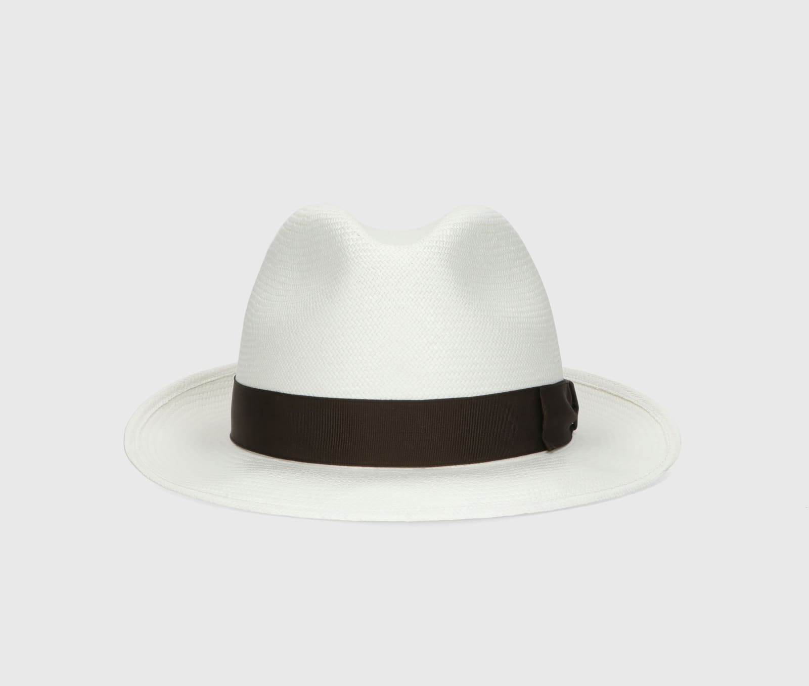 Shop Borsalino Federico Panama Fine Medium Brim In White, Dark Brown Hat Band