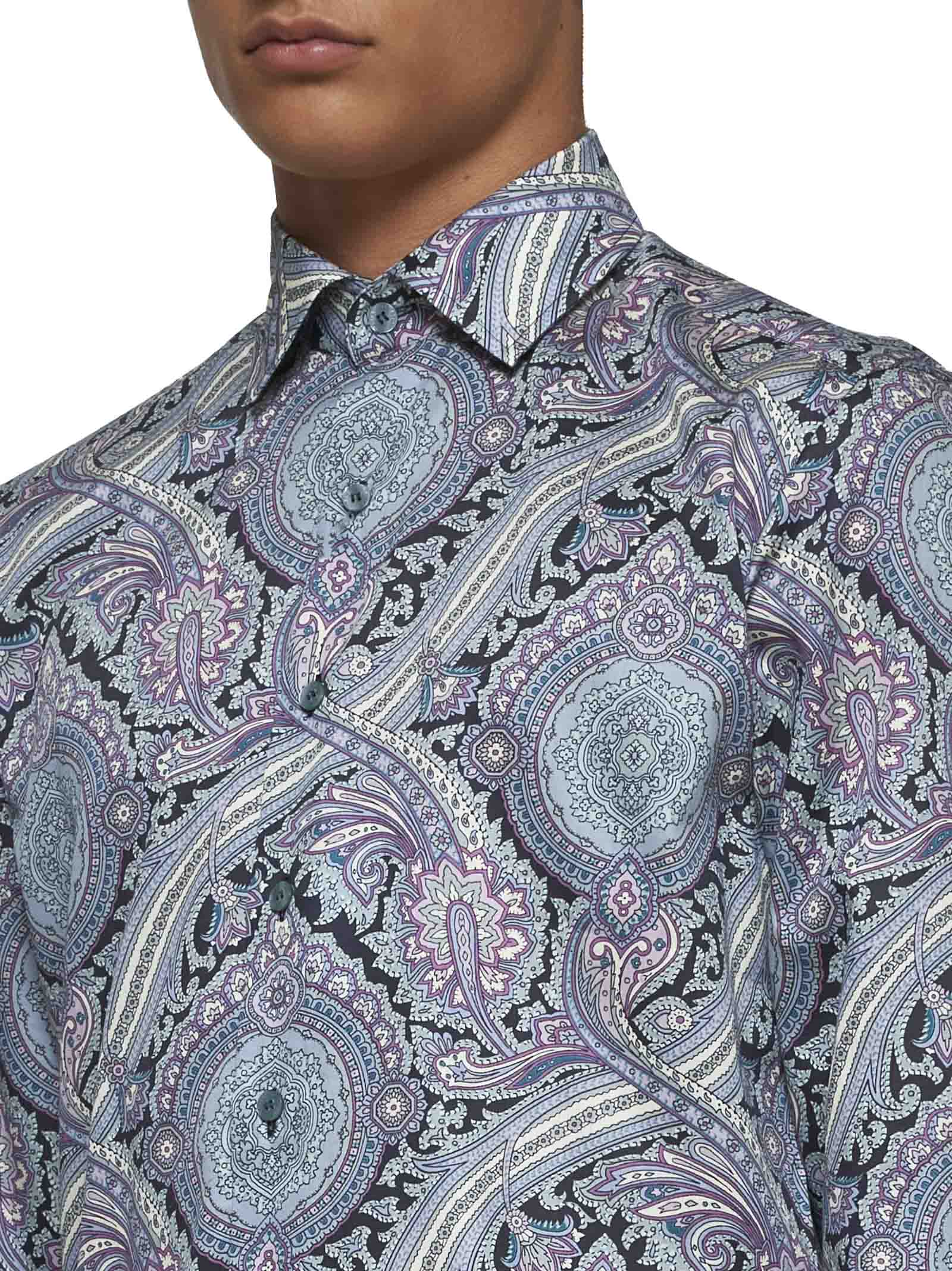 Shop Etro Shirt In Stampa F.do Azzurro