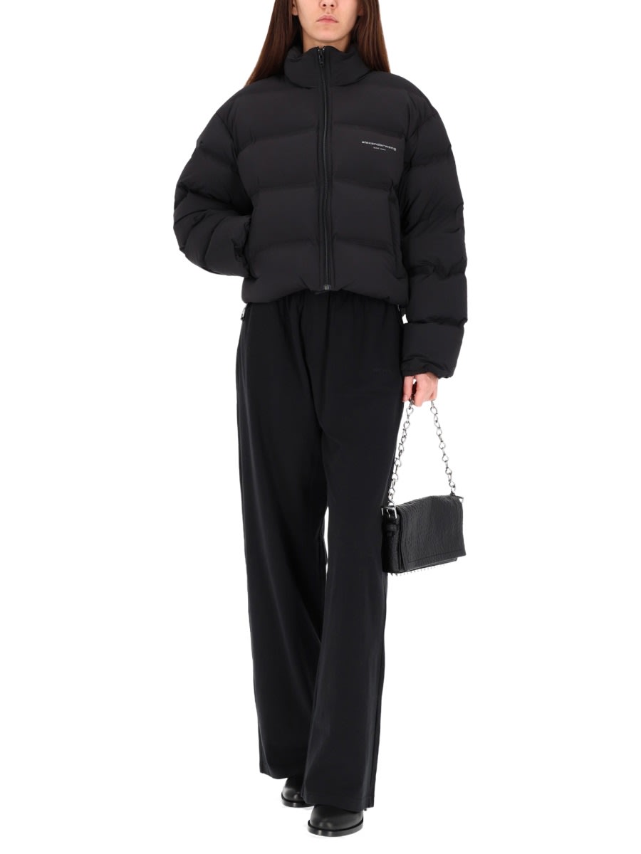 Alexander Wang Cropped Jacket With Logo In Black