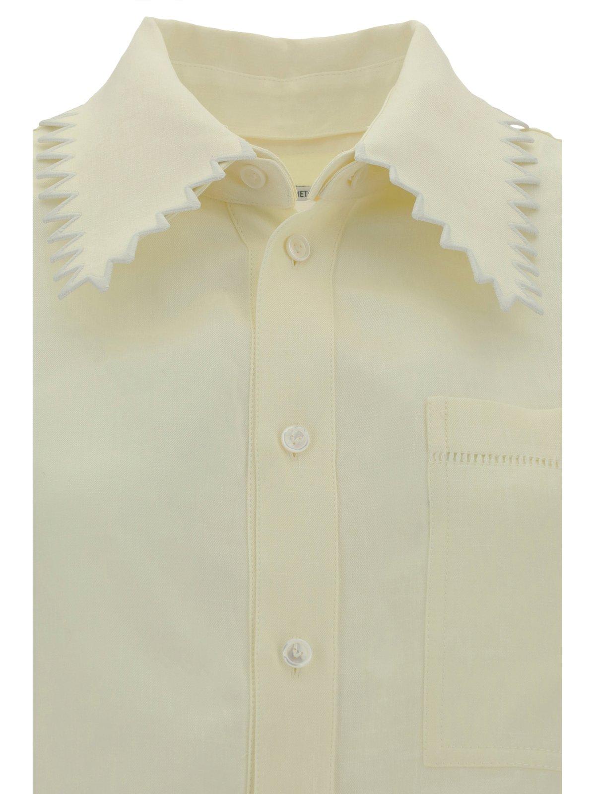 Shop Bottega Veneta Loose Fit Buttoned Shirt In Beige
