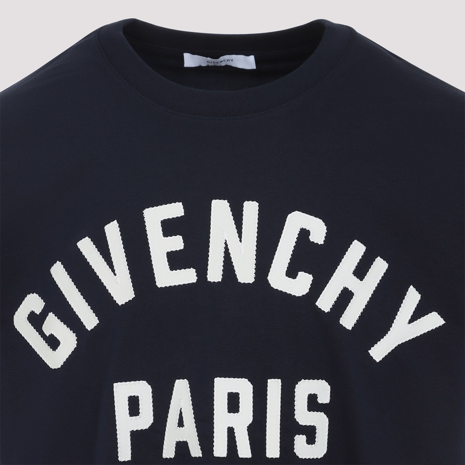 Givenchy Navy Short-sleeved T-shirt With Logo In Multi