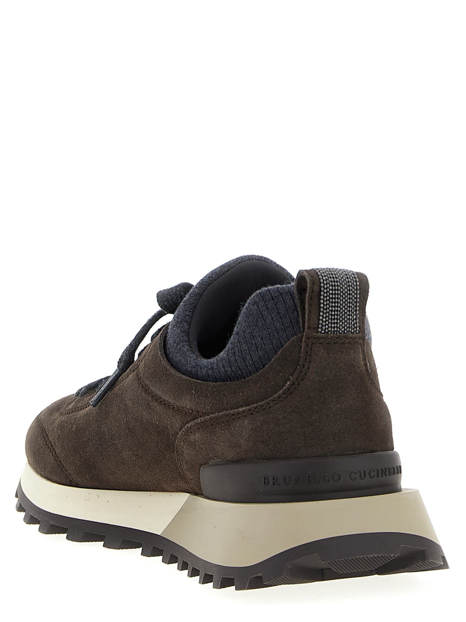 Brunello Cucinelli Suede Sneakers In Brown