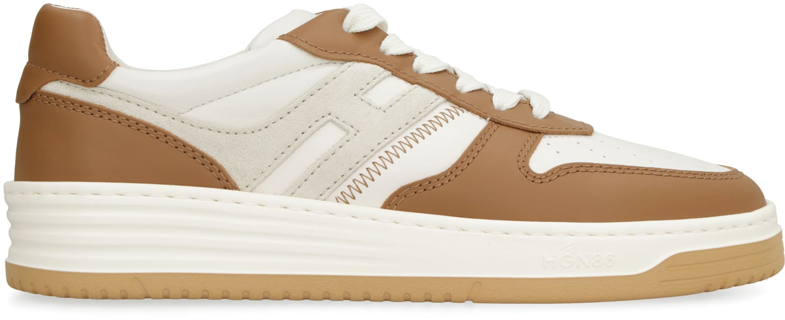 Shop Hogan H630 Leather Low-top Sneakers In Beige