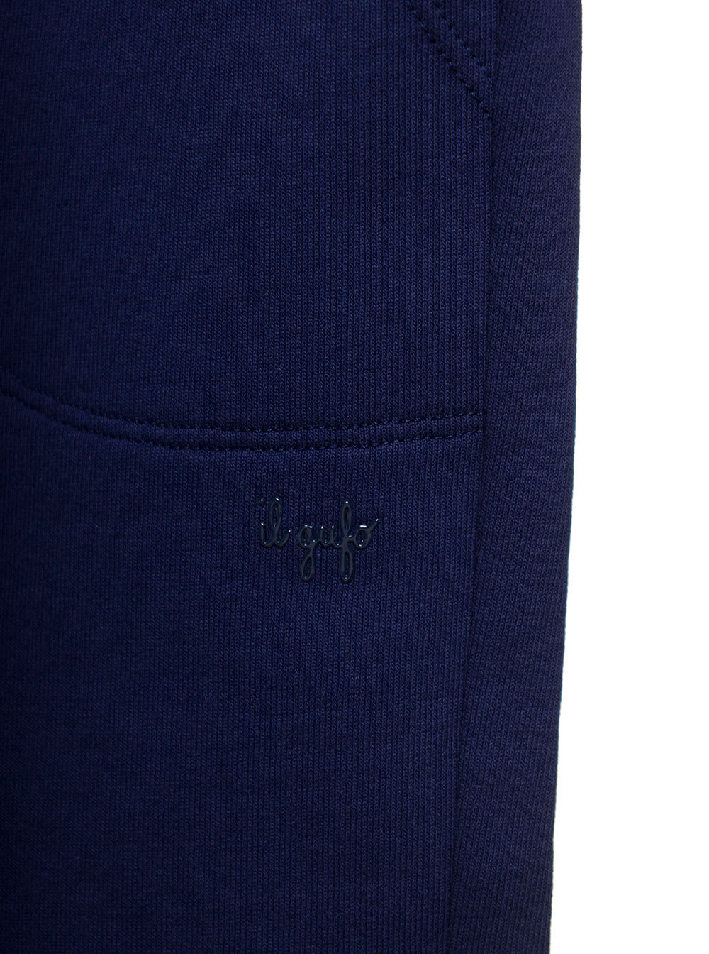 Shop Il Gufo Blue Trousers With Elastic Waistband And Logo In Cotton Girl