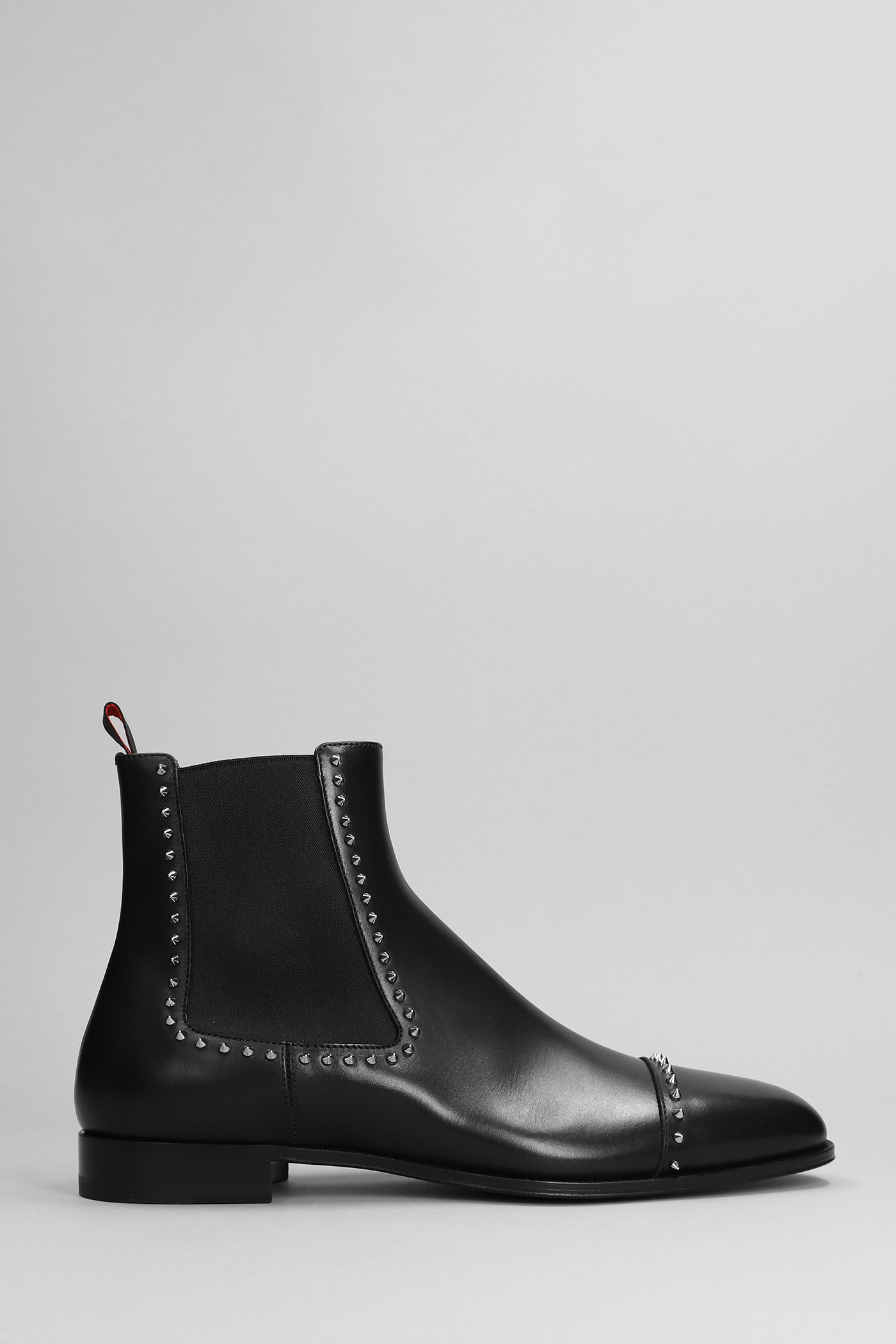 CHRISTIAN LOUBOUTIN CHELSEA CLOO ANKLE BOOTS IN BLACK LEATHER