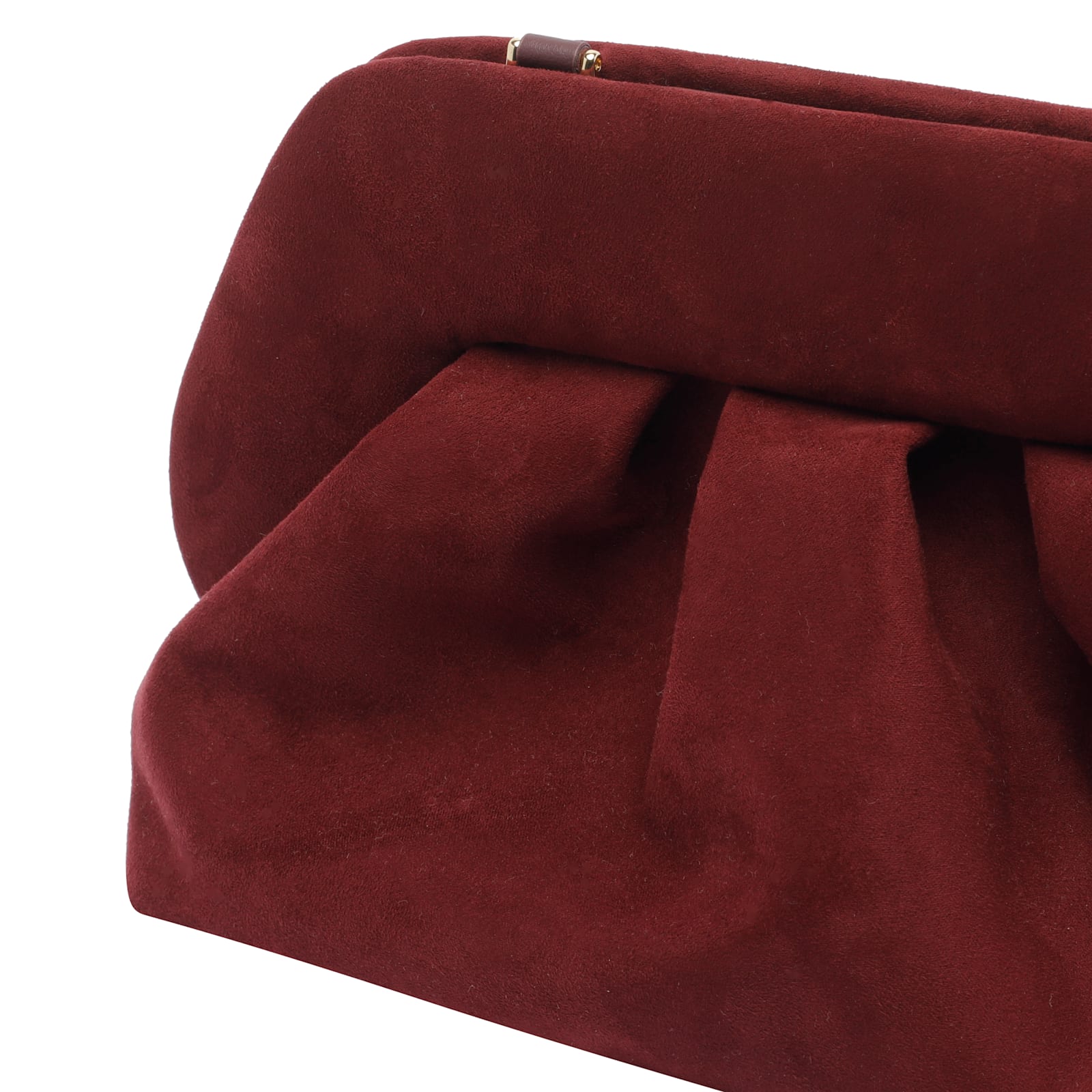 Themoirè Hand Clutch Bag In Bordeaux Tia Suede In Red