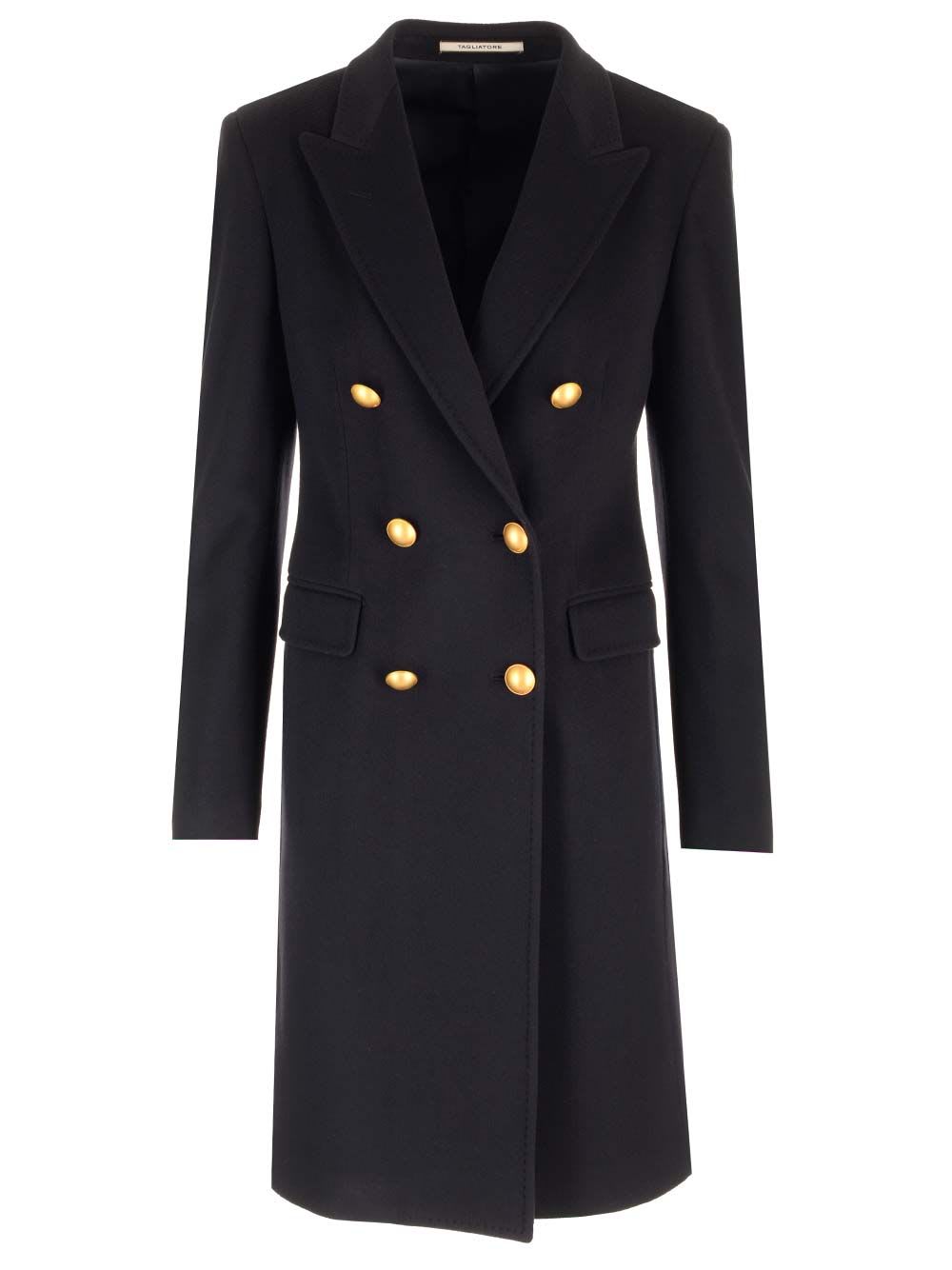 Shop Tagliatore Parigi Double Breasted Coat In Blue