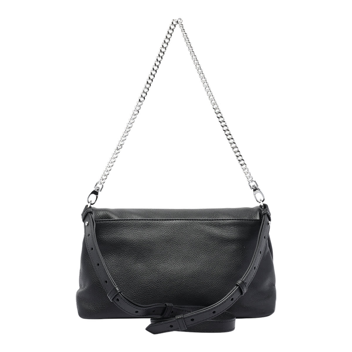 Zadig & Voltaire Wings-logo Chain-strap Shoulder Bag In Black