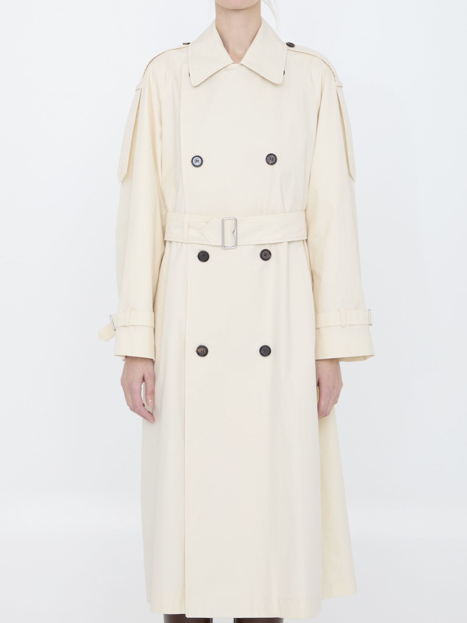 Shop Burberry Long Trench In Gabardine In Neutrals