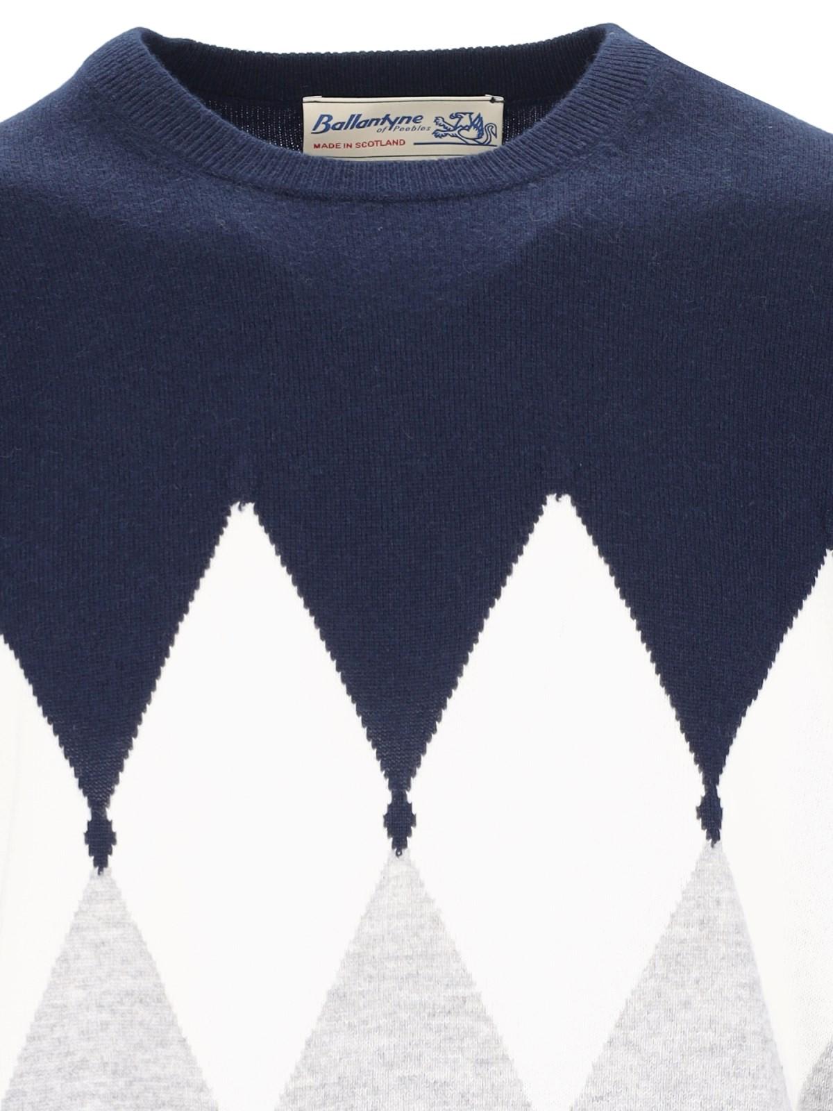 Shop Ballantyne Diamond-pattern Sweater In Navy Bordeaux