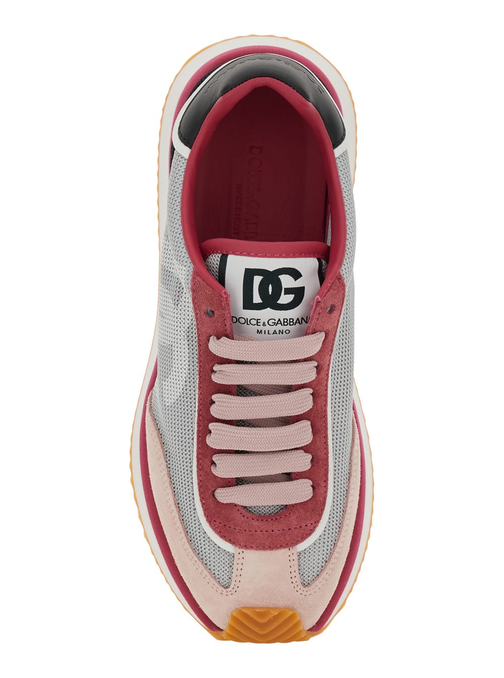 Shop Dolce & Gabbana Aria Multicolor Running Sneakers With Logo Detail In Suede And Tech Fabric Woman