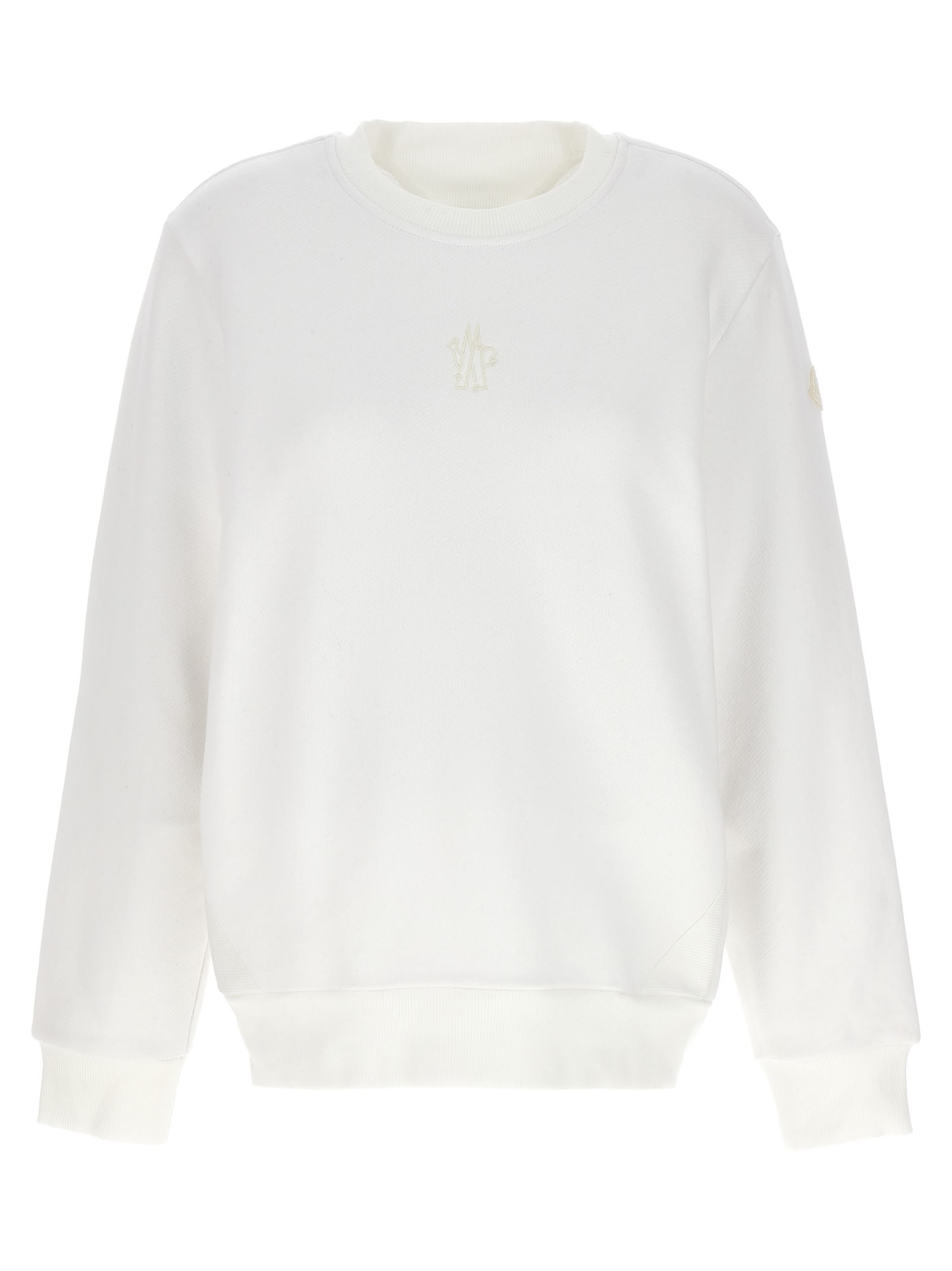 Shop Moncler Logo Embroidery Sweatshirt In White